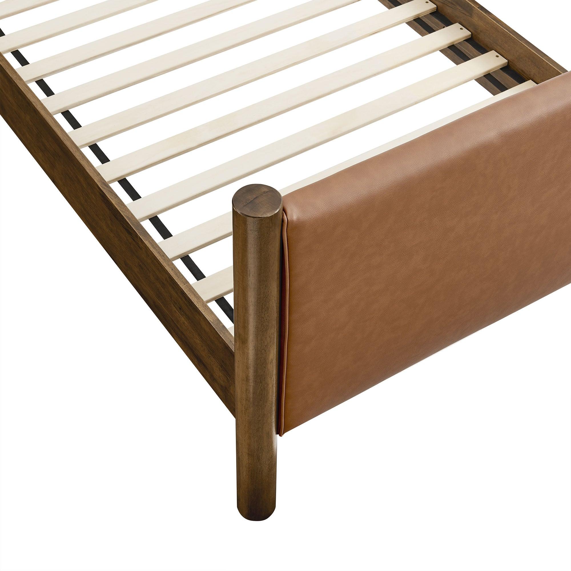 Maven Size Vegan Leather Upholstered Platform Bed