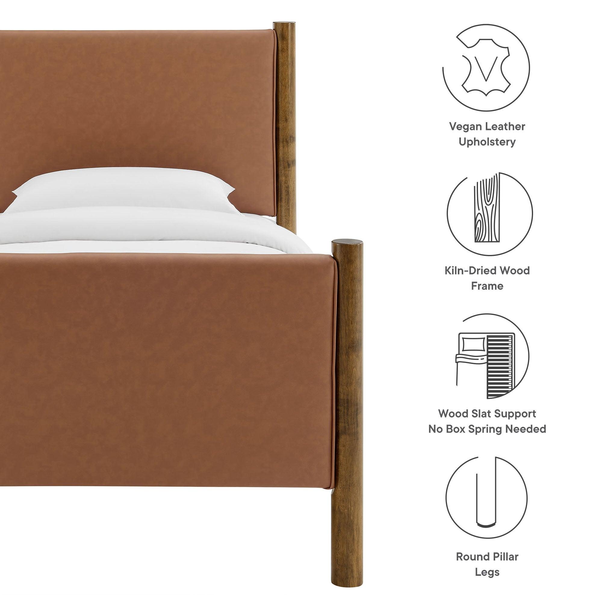 Maven Size Vegan Leather Upholstered Platform Bed