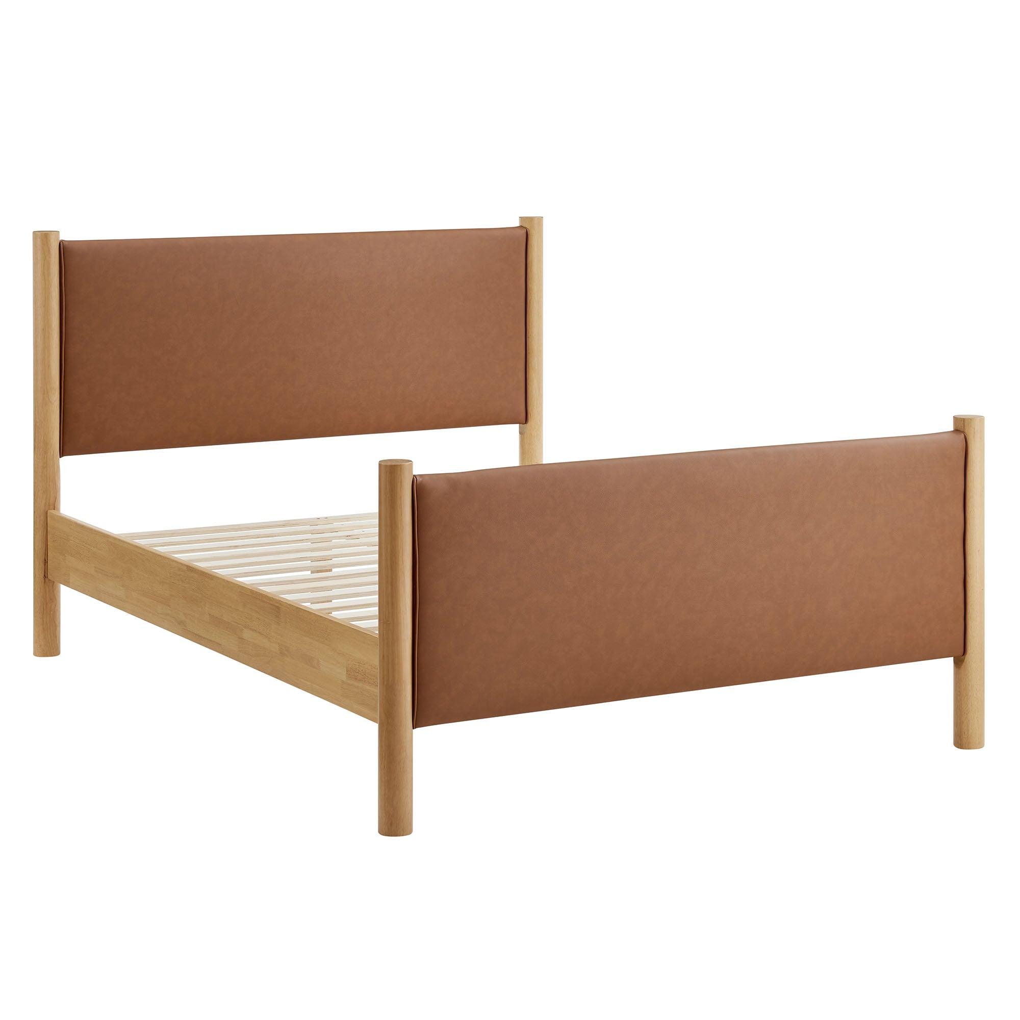 Maven Size Vegan Leather Upholstered Platform Bed