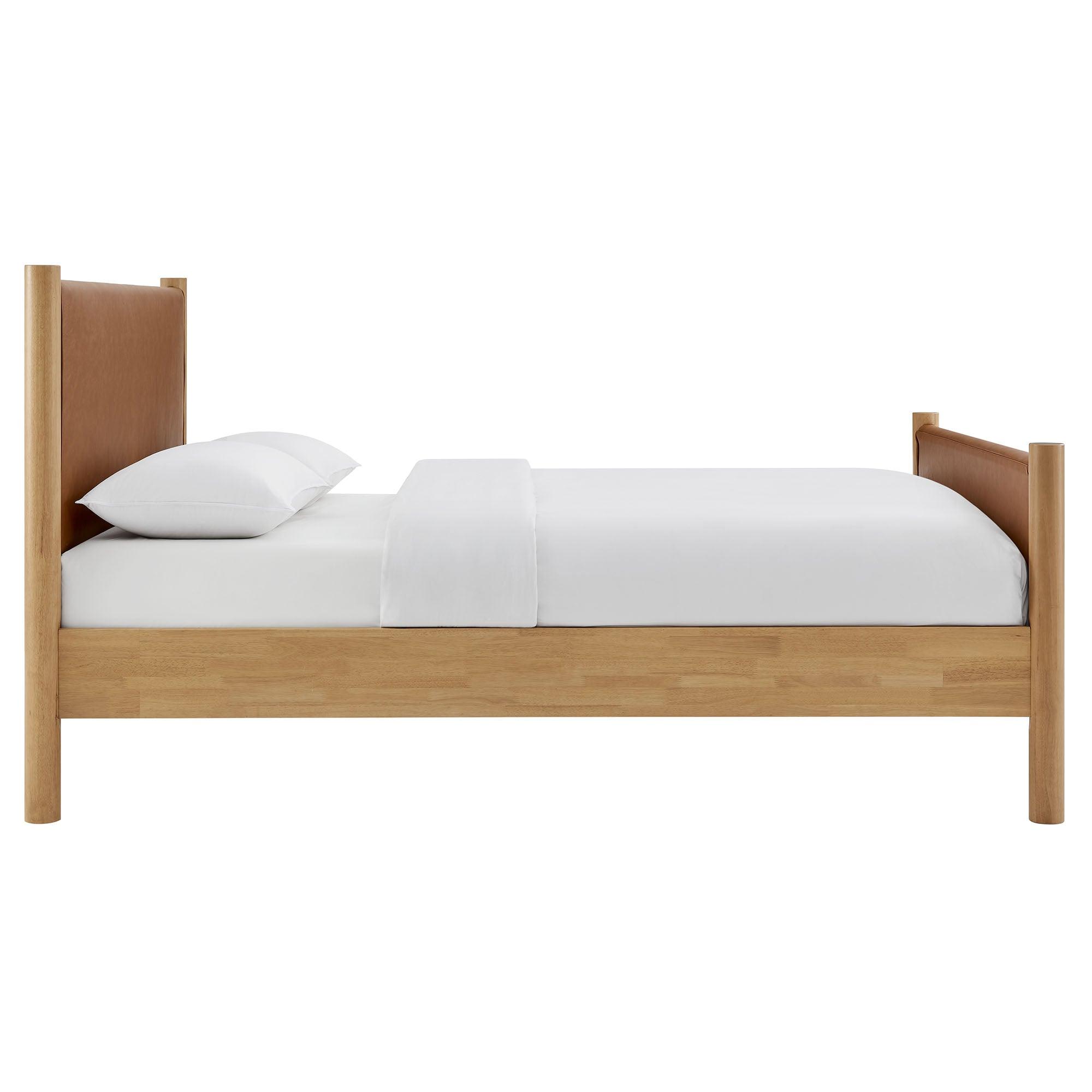 Maven Size Vegan Leather Upholstered Platform Bed