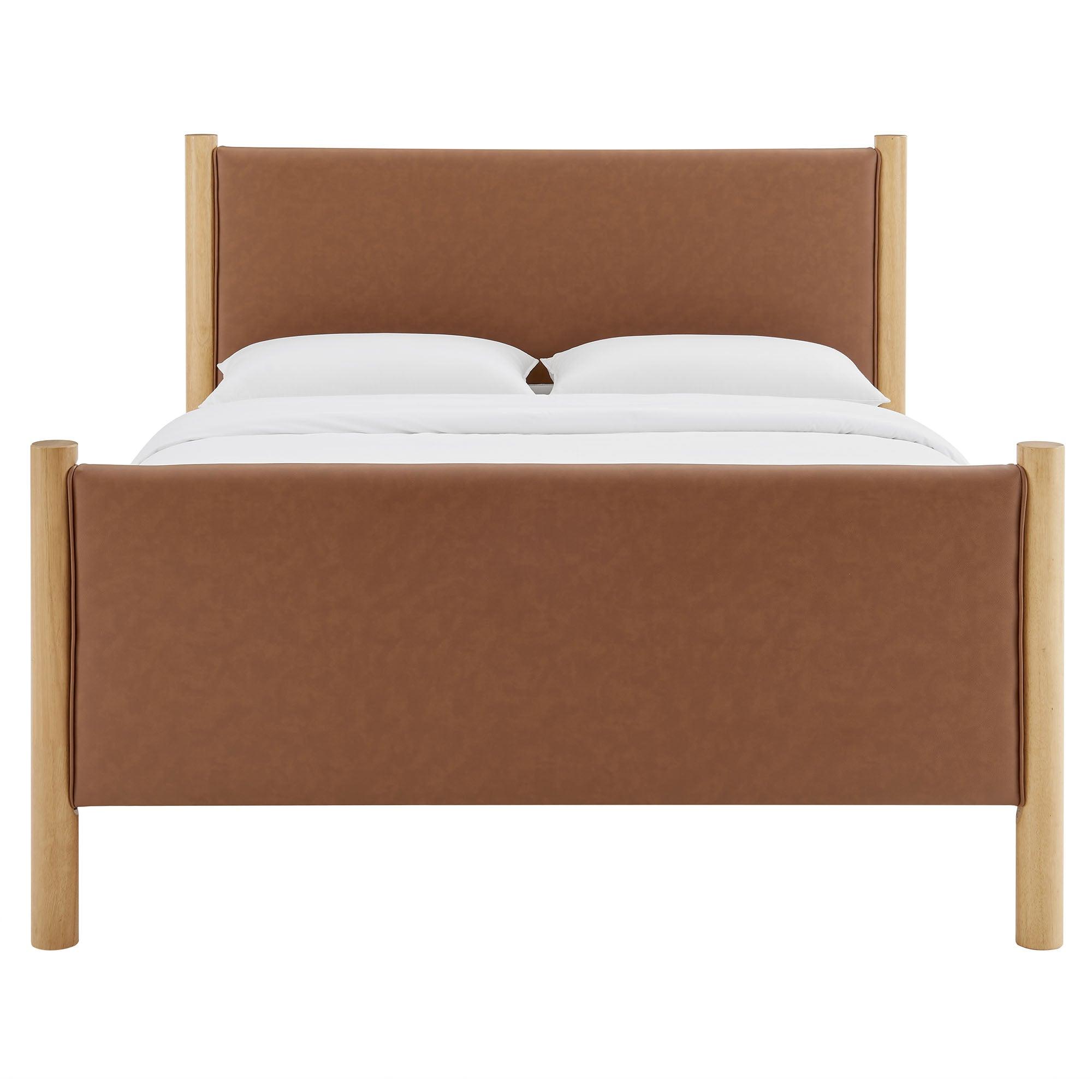 Maven Size Vegan Leather Upholstered Platform Bed
