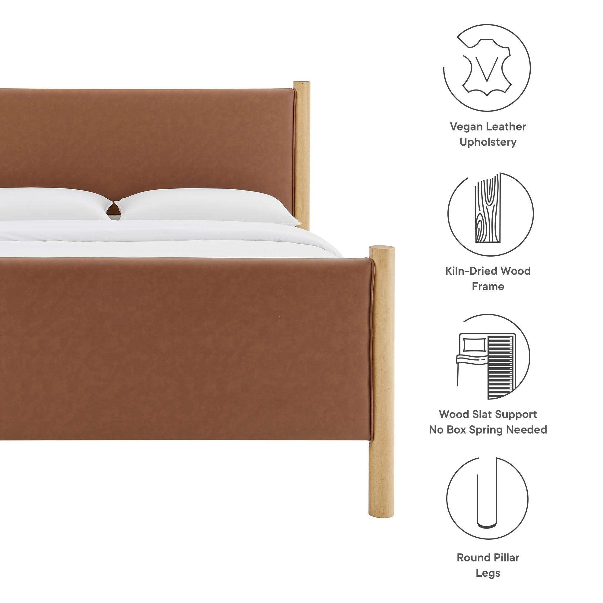 Maven Size Vegan Leather Upholstered Platform Bed