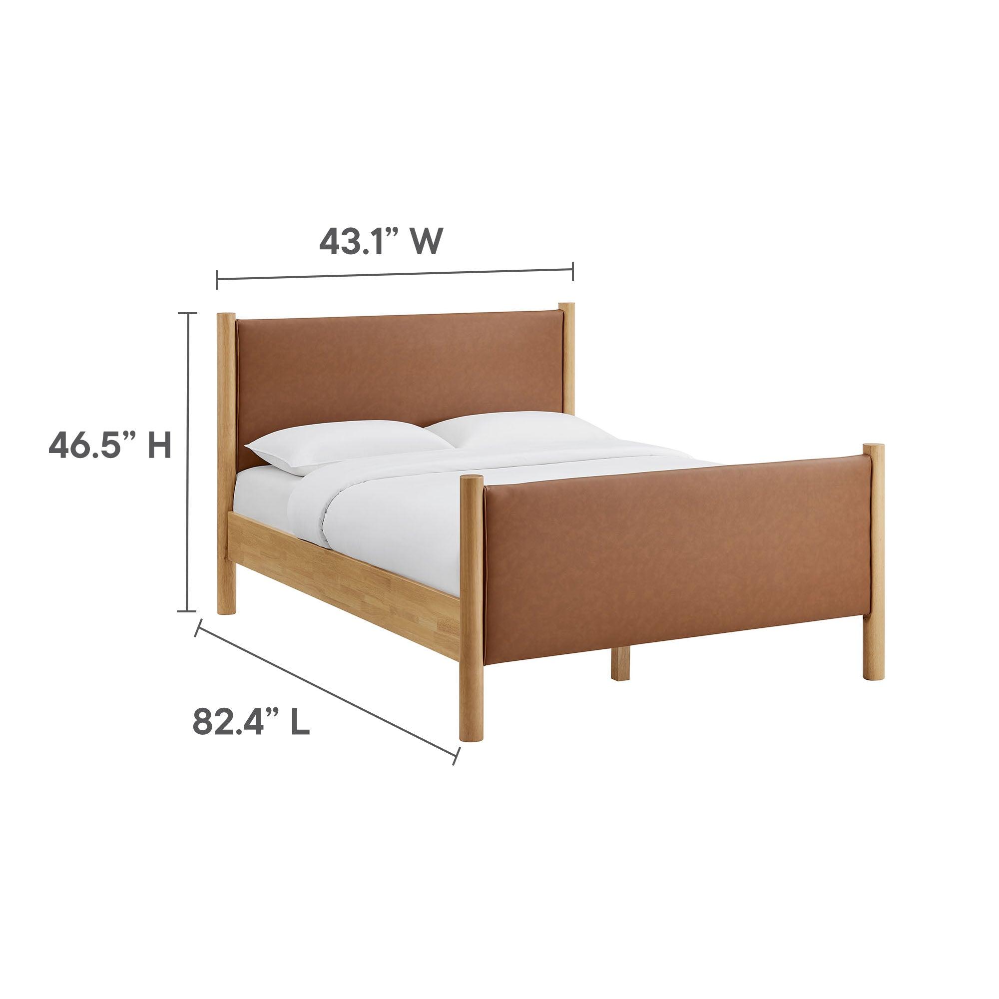 Maven Size Vegan Leather Upholstered Platform Bed