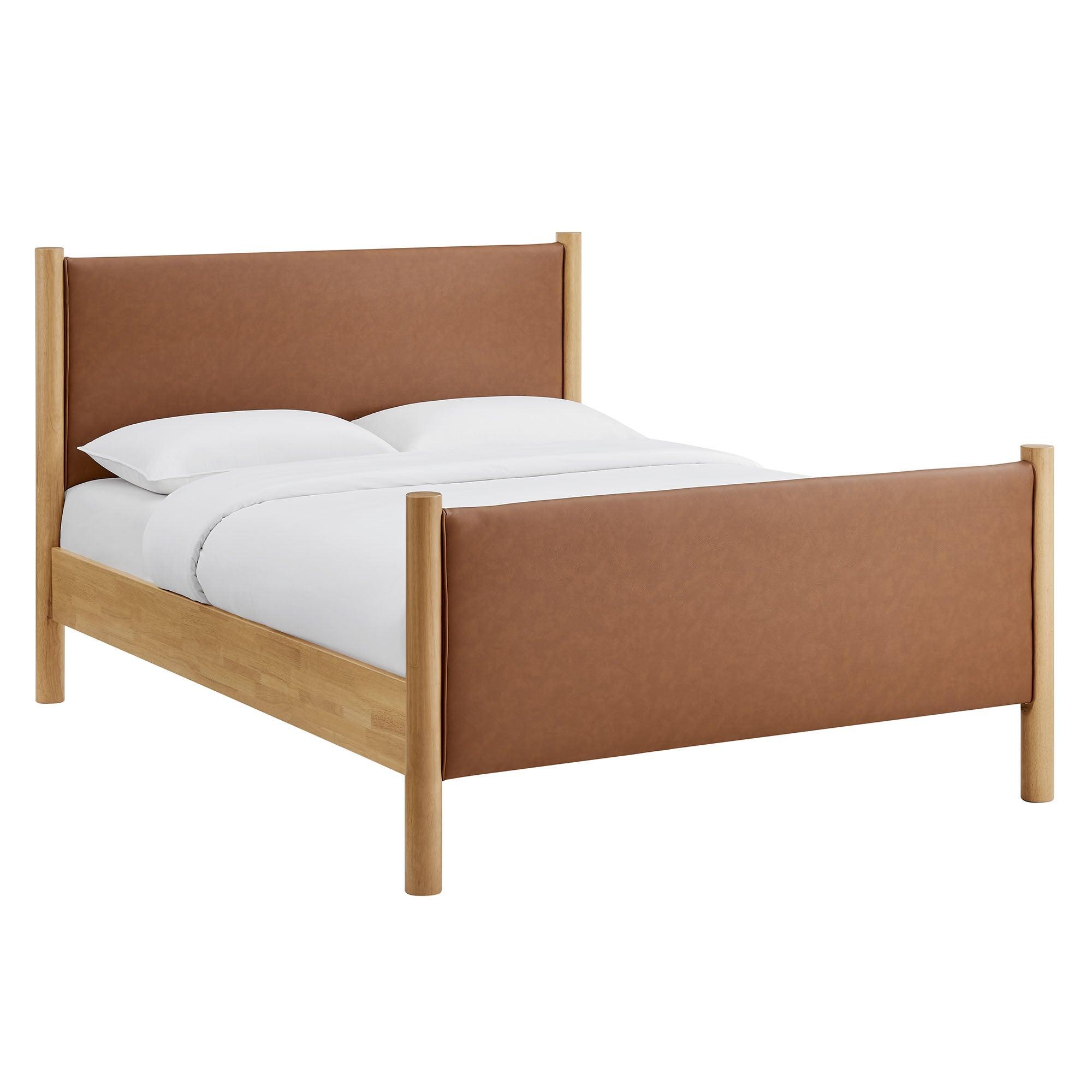 Maven Size Vegan Leather Upholstered Platform Bed