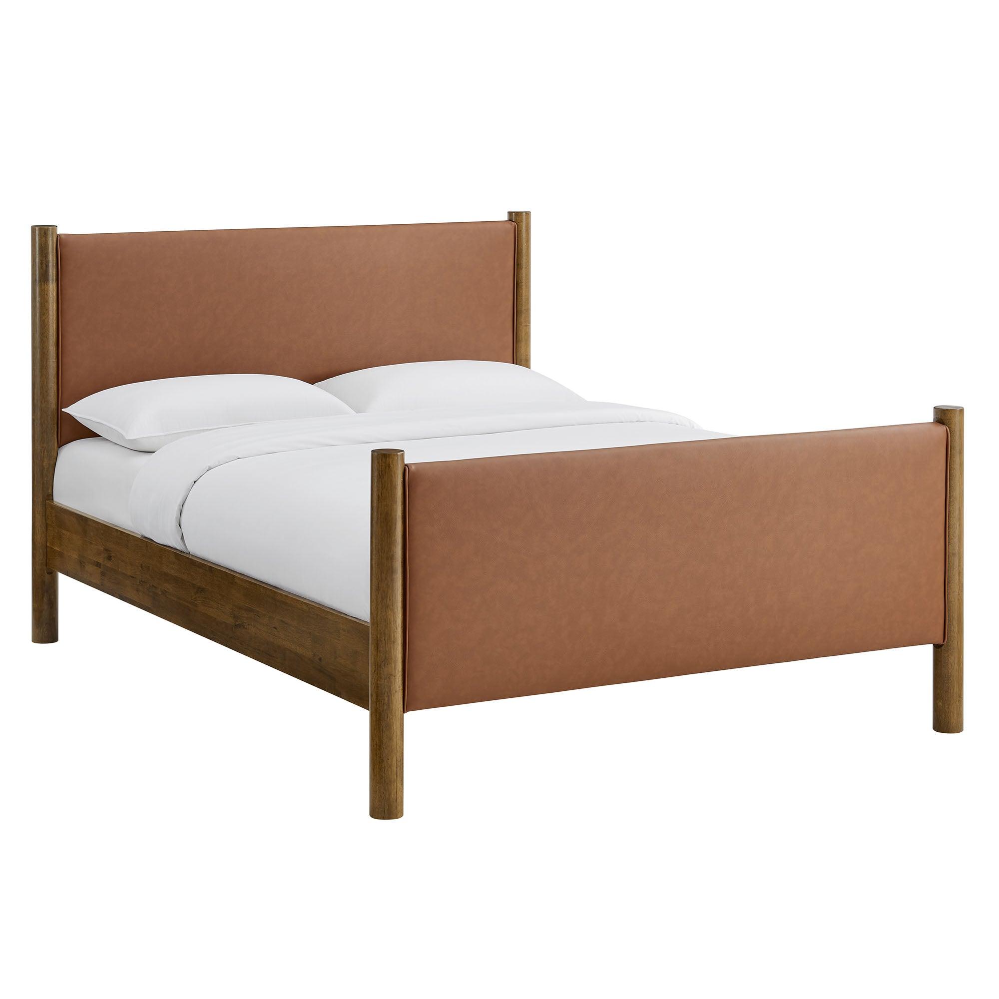 Maven Size Vegan Leather Upholstered Platform Bed