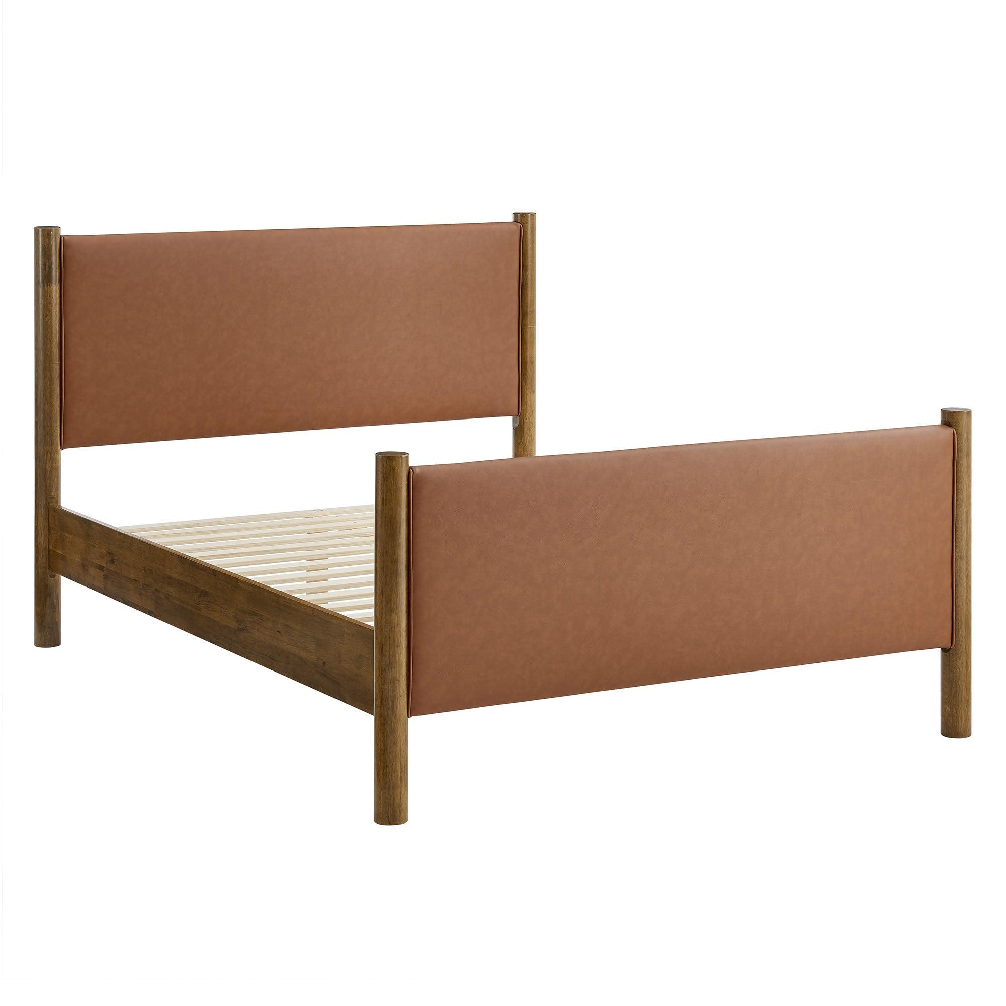 Maven Size Vegan Leather Upholstered Platform Bed