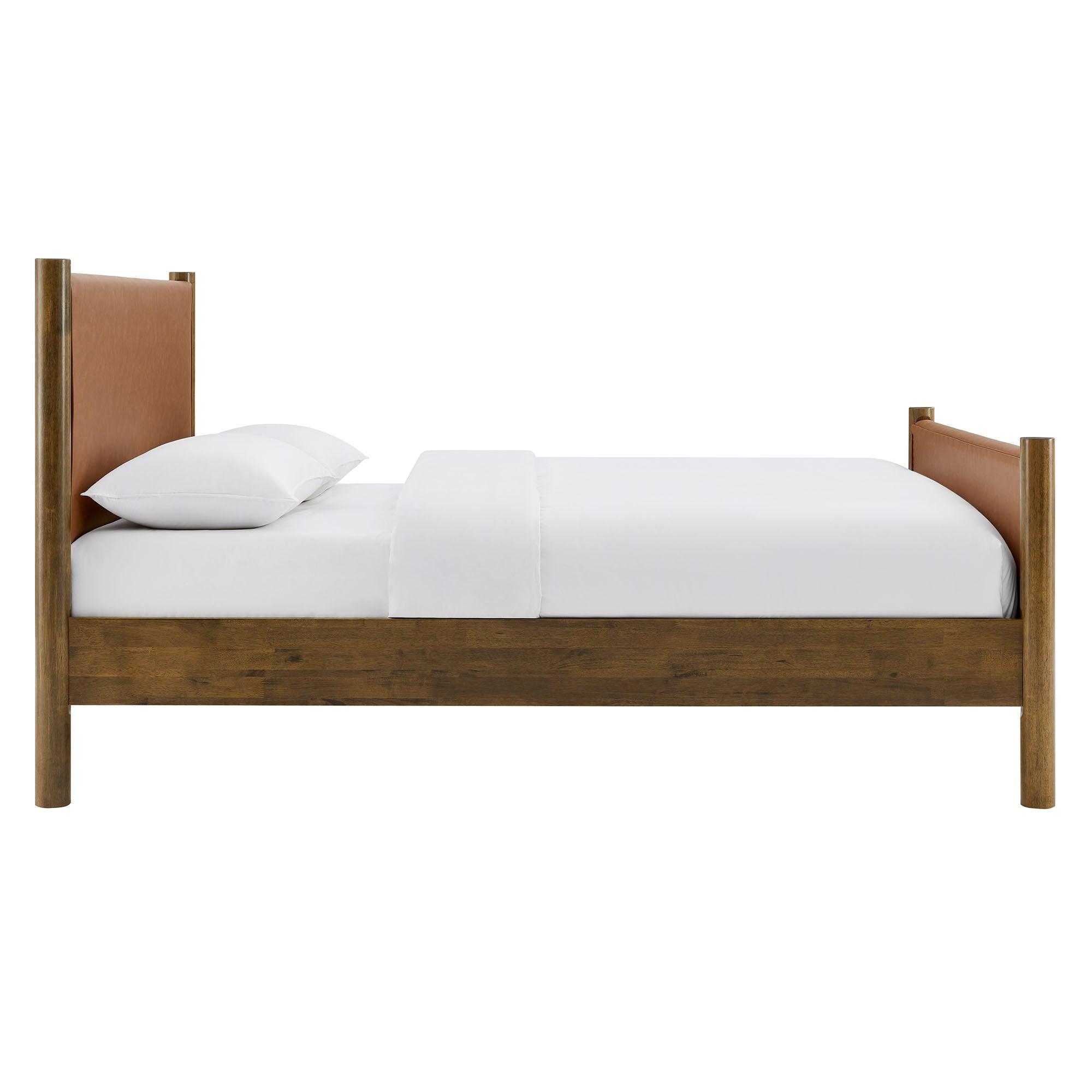 Maven Size Vegan Leather Upholstered Platform Bed