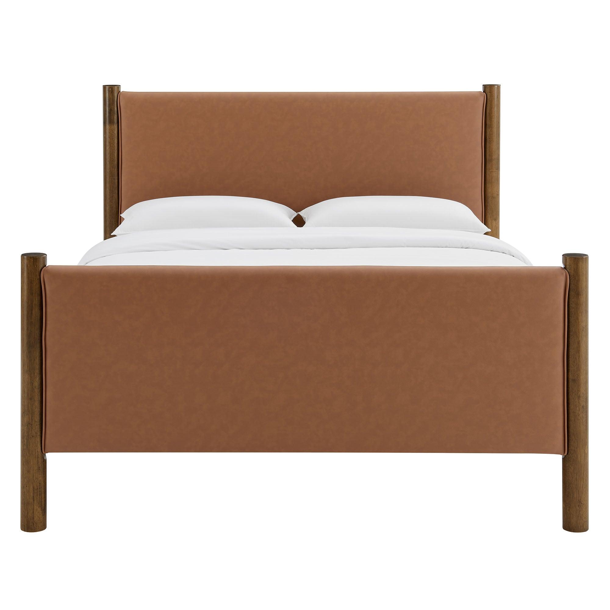 Maven Size Vegan Leather Upholstered Platform Bed