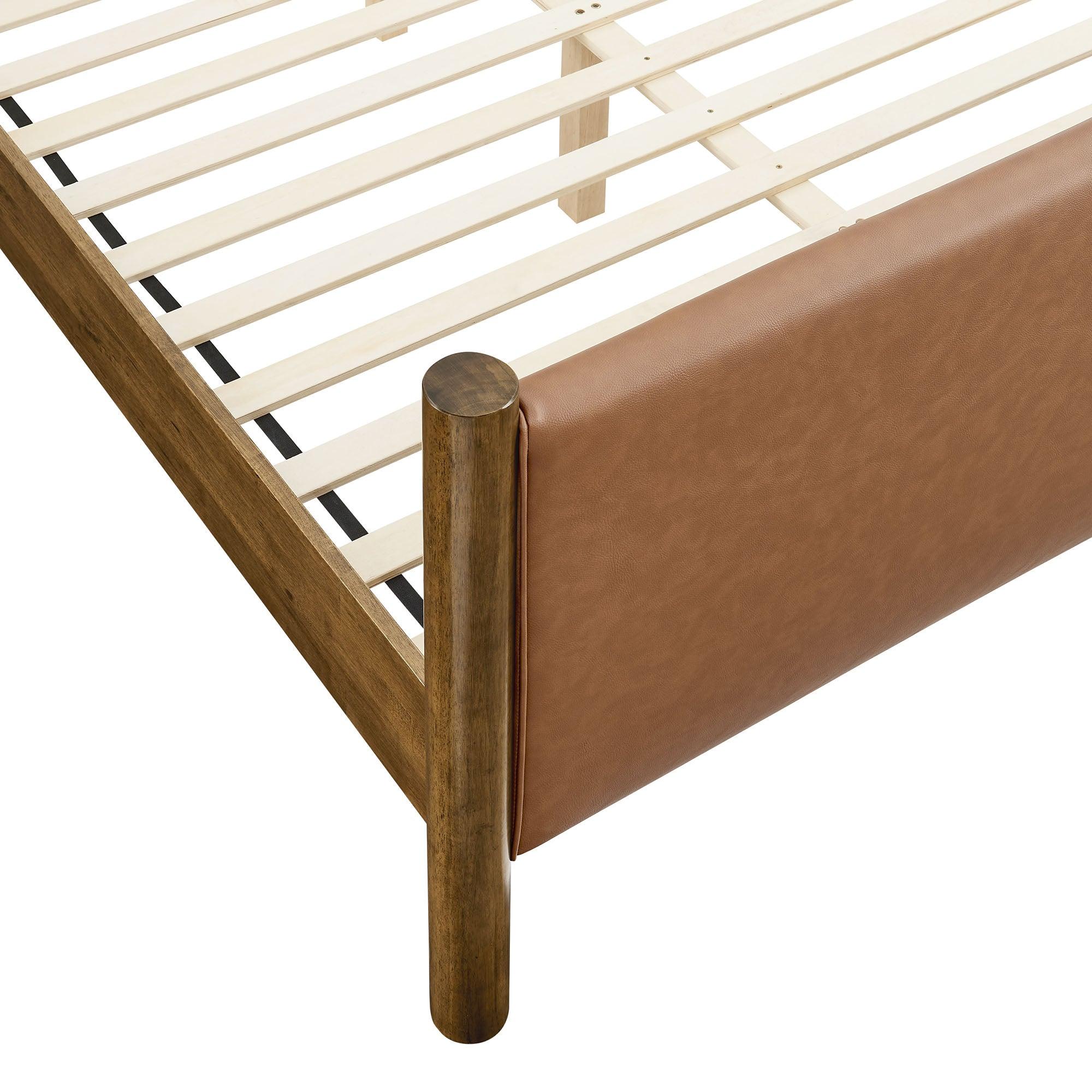 Maven Size Vegan Leather Upholstered Platform Bed
