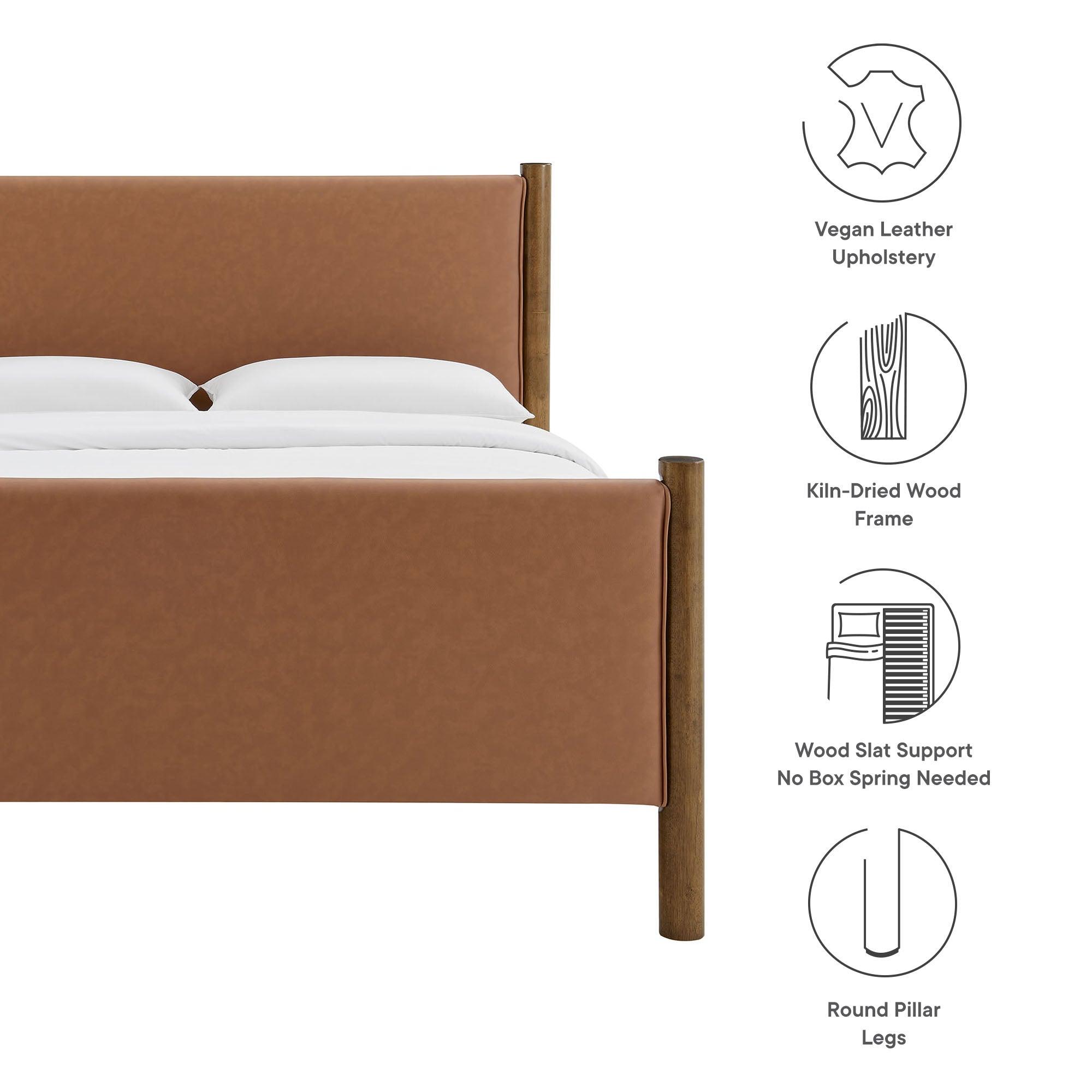 Maven Size Vegan Leather Upholstered Platform Bed