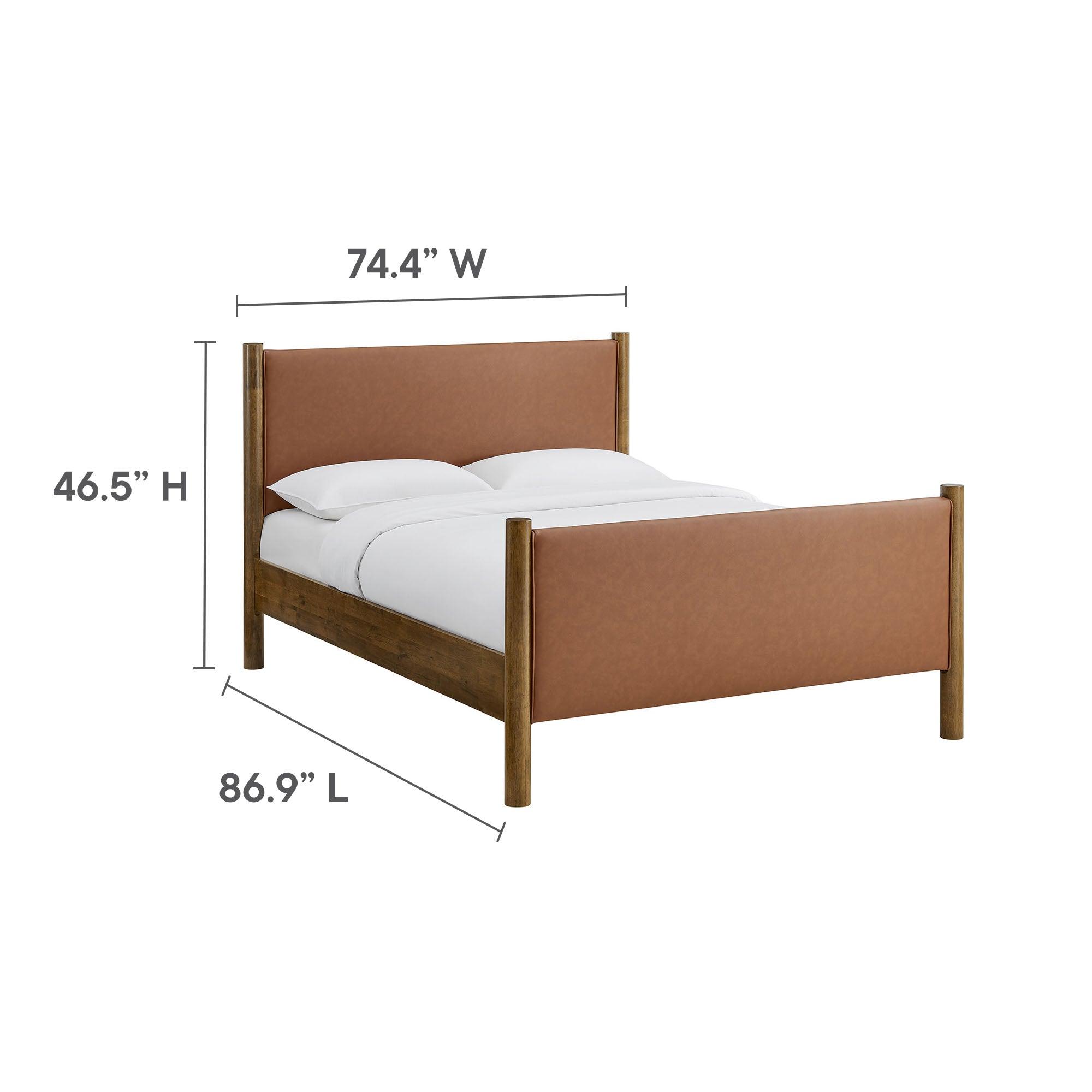 Maven Size Vegan Leather Upholstered Platform Bed