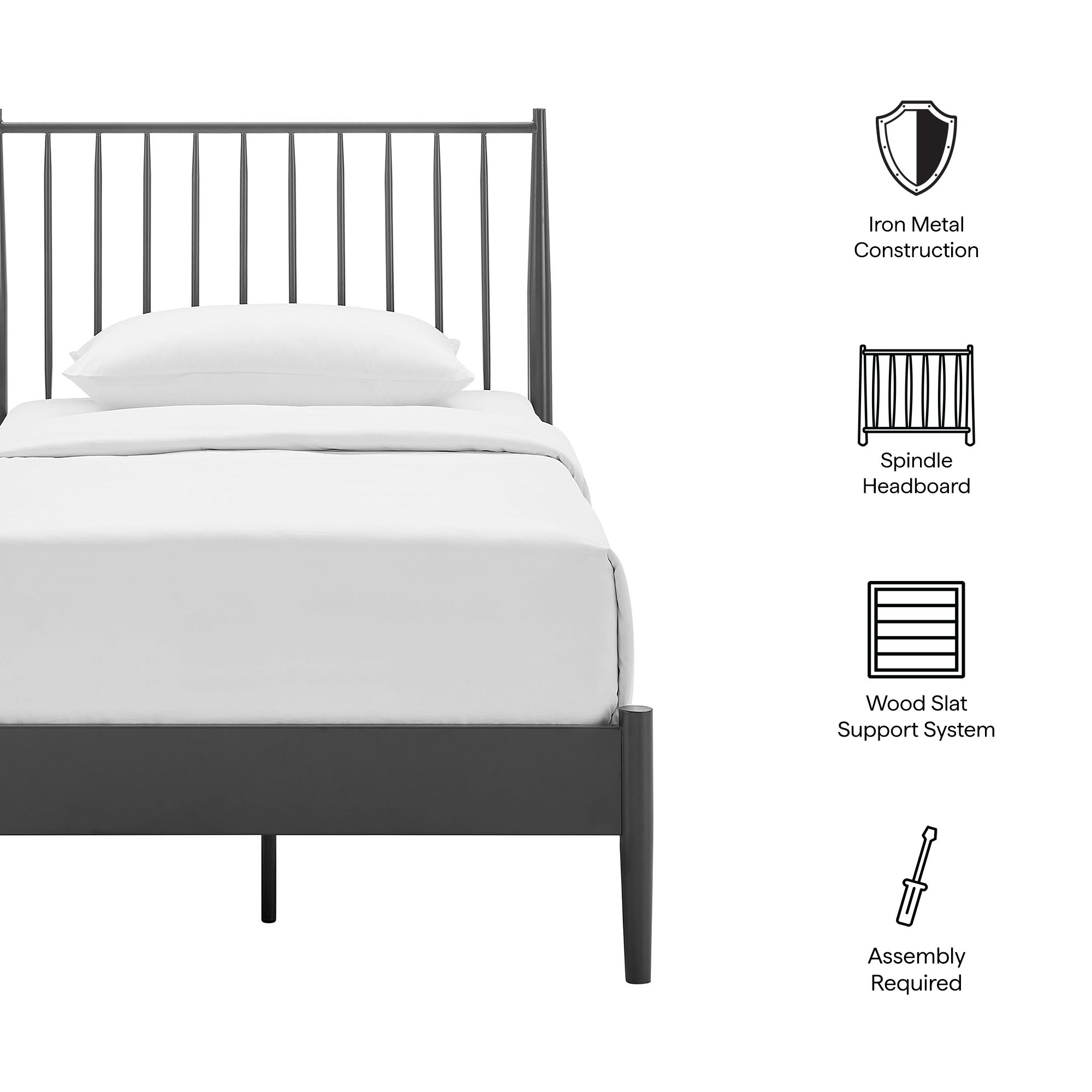 Adair Spindle Metal Platform Bed