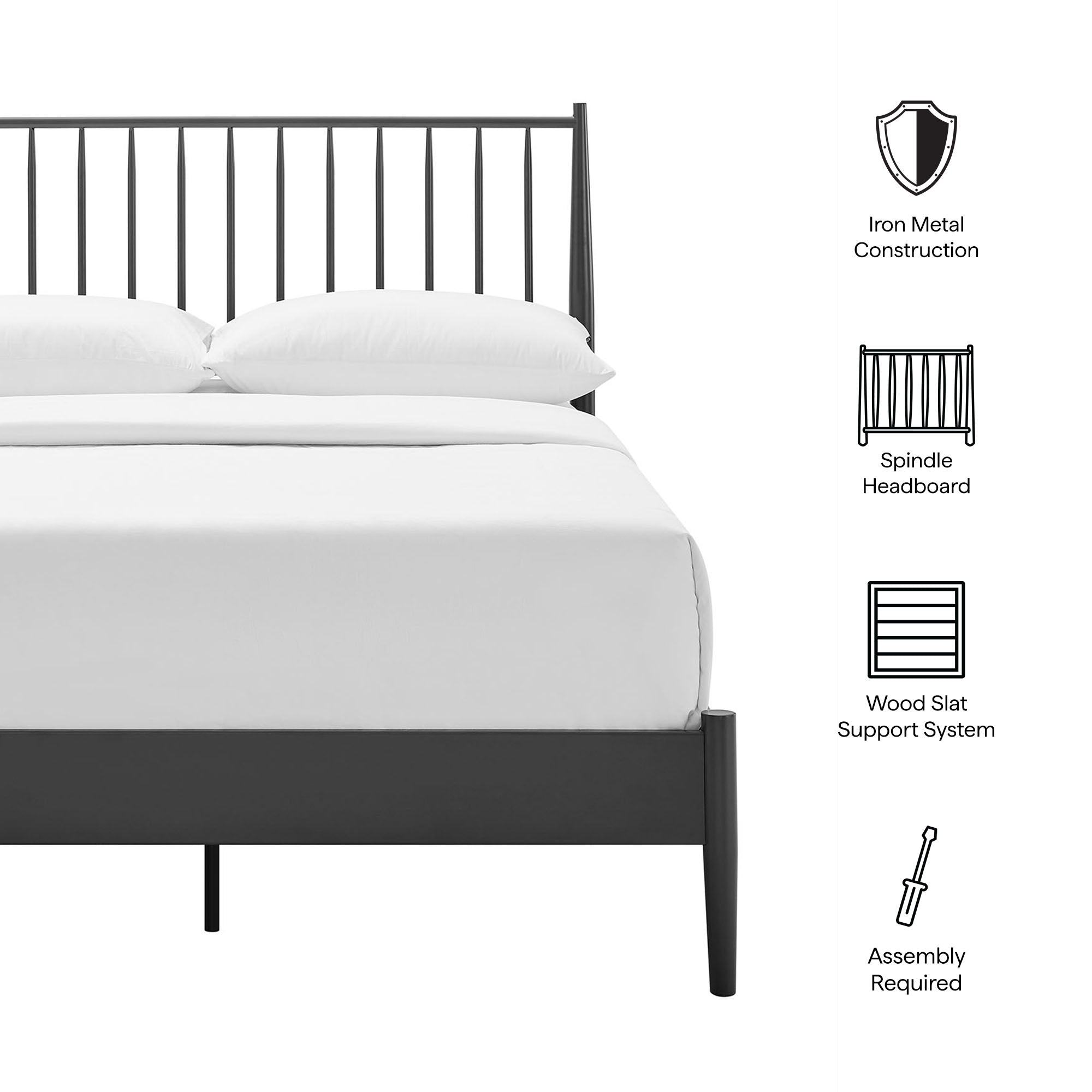 Adair Spindle Metal Platform Bed