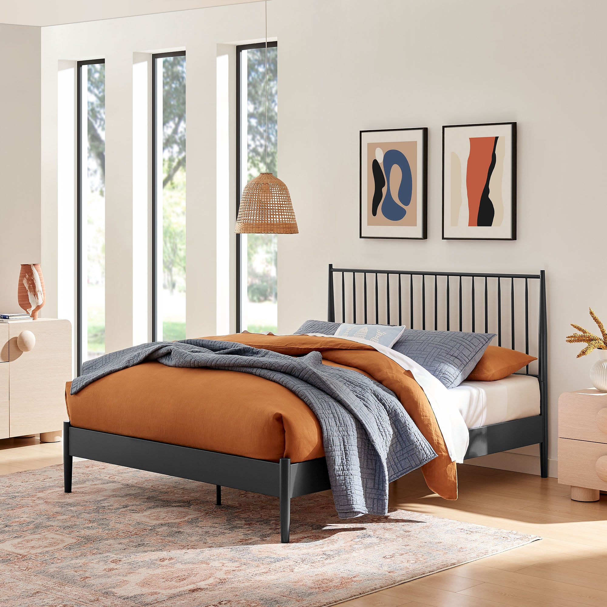 Adair Spindle Metal Platform Bed
