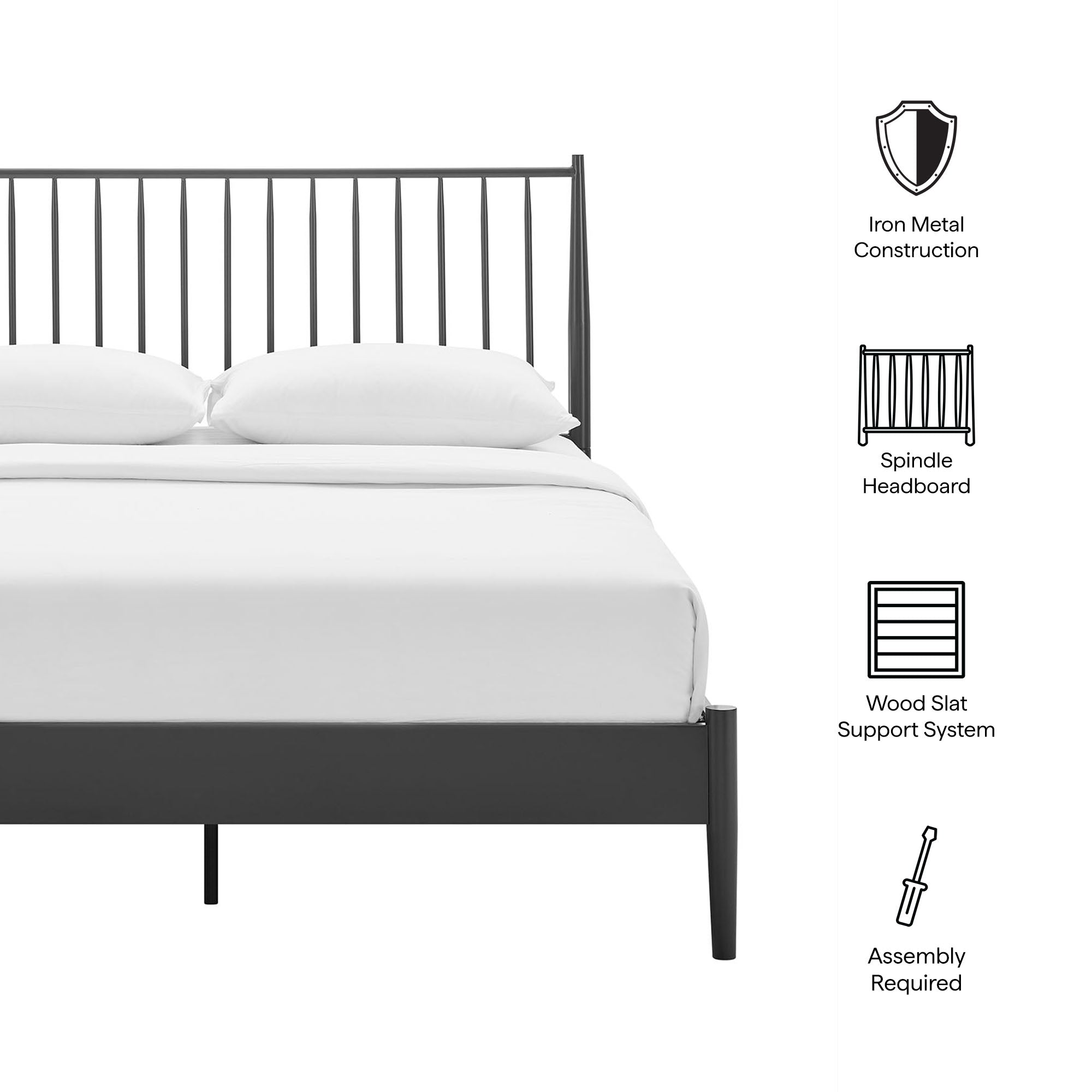 Adair Spindle Metal Platform Bed