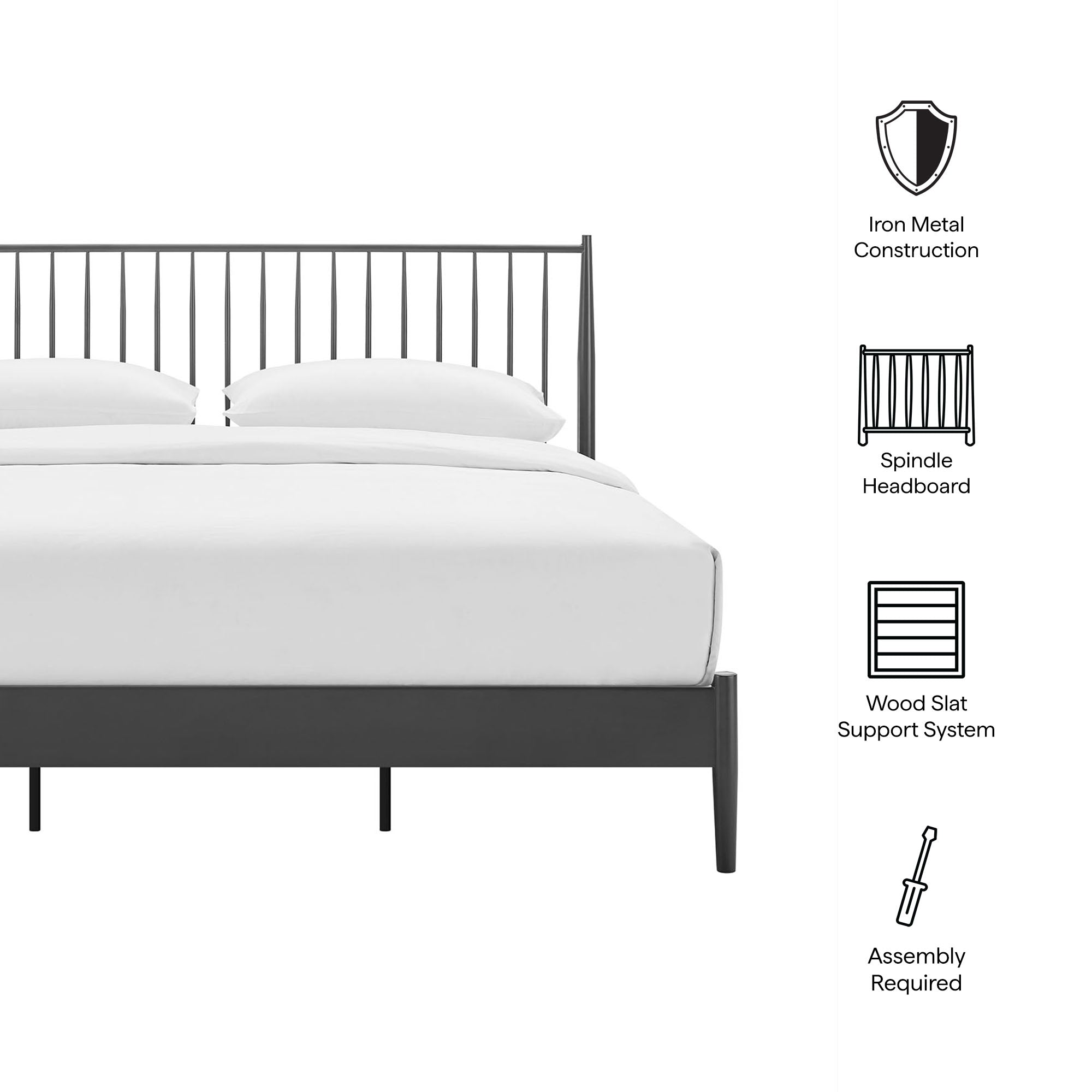 Adair Spindle Metal Platform Bed