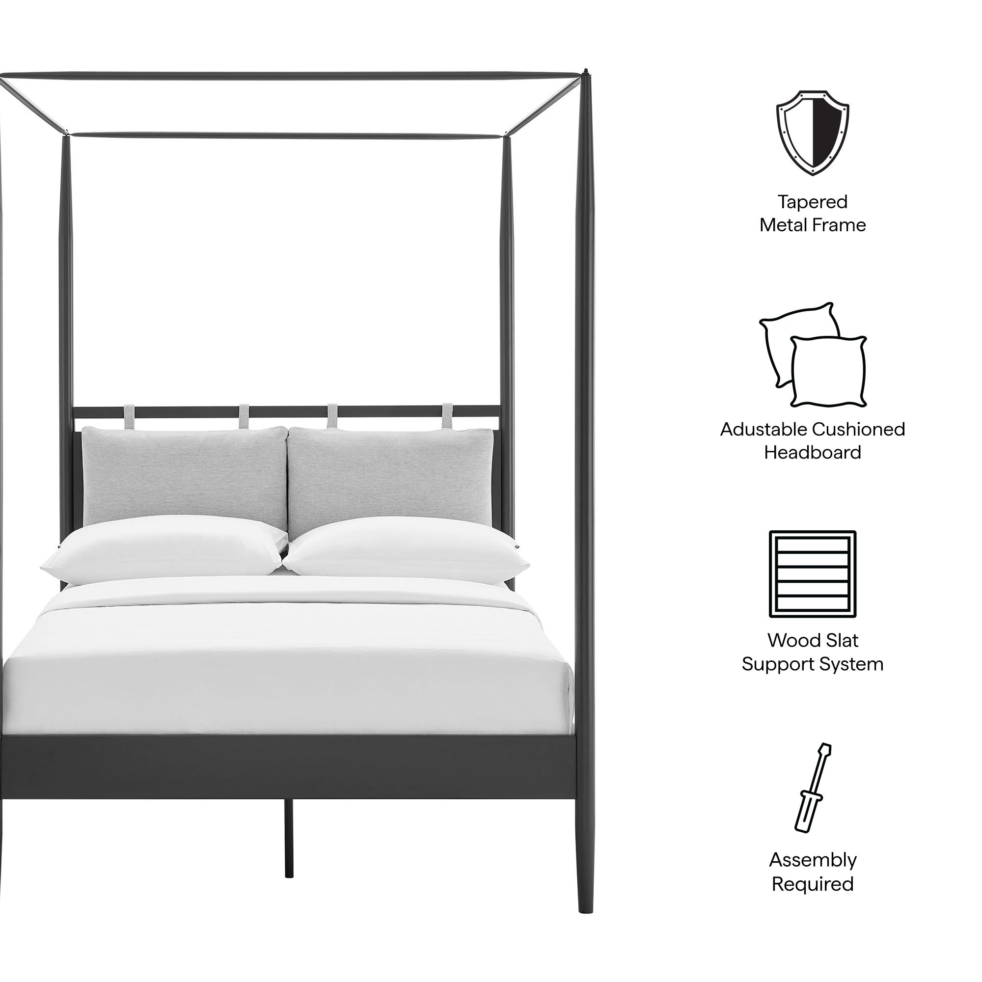 Marlowe 4-Poster Canopy Metal Platform Bed