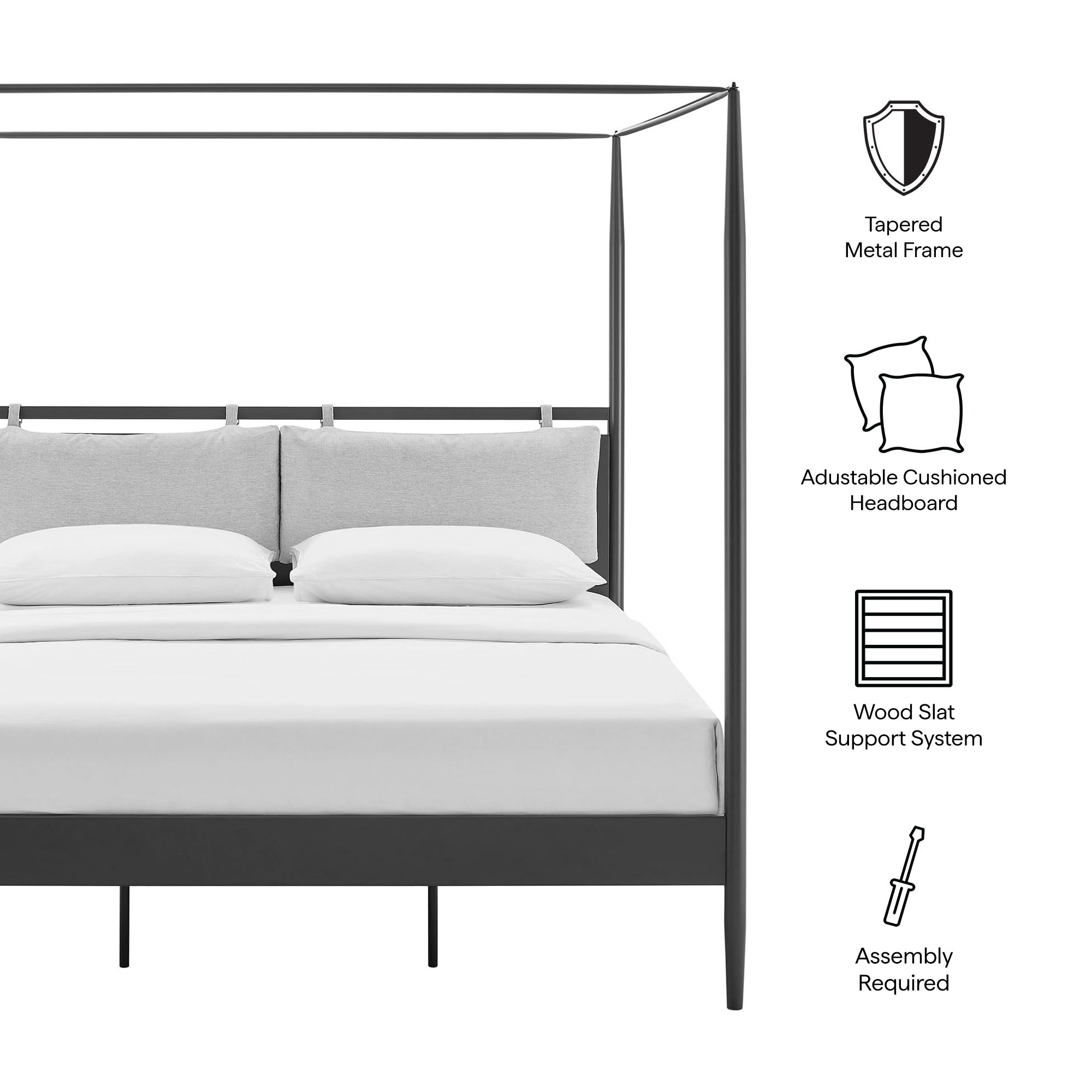Marlowe 4-Poster Canopy Metal Platform Bed