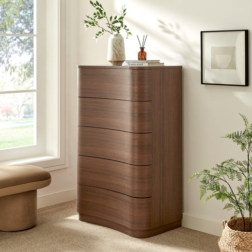 Mirae 5-Drawer Curved Dresser Chest of Drawers