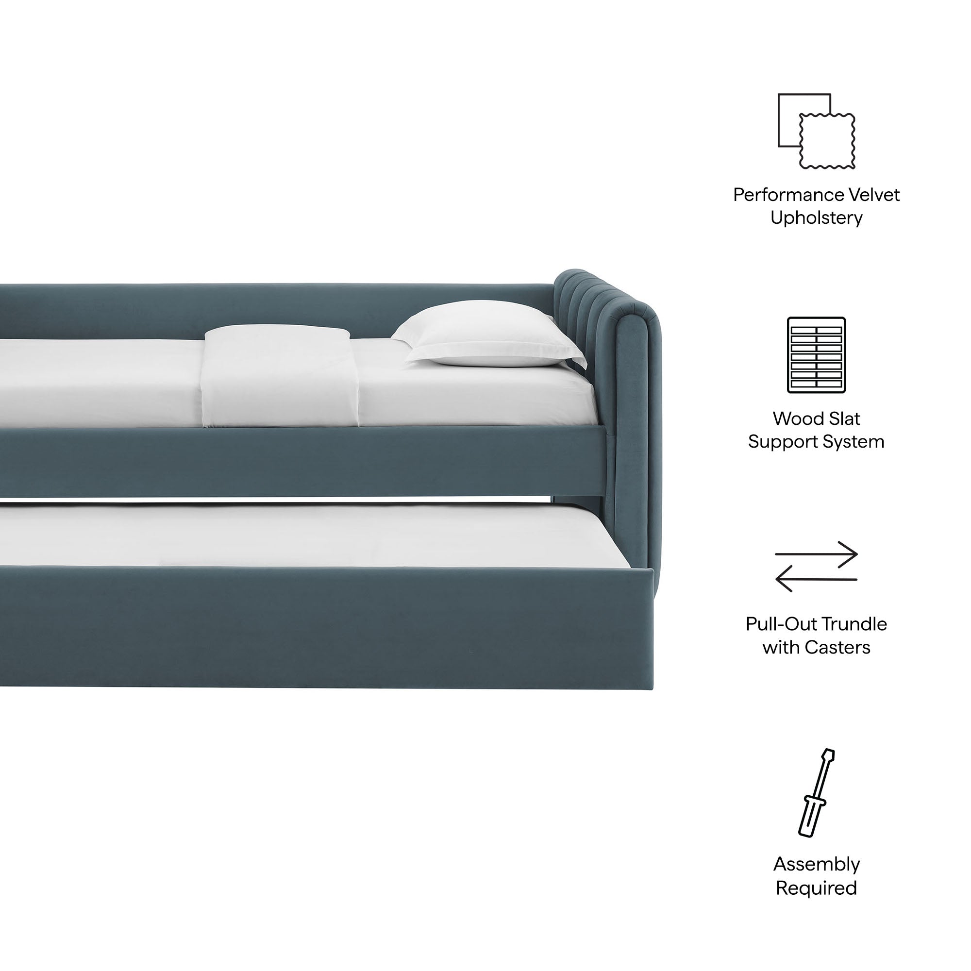 Veyla Channel Tufted Performance Velvet Daybed With Trundle