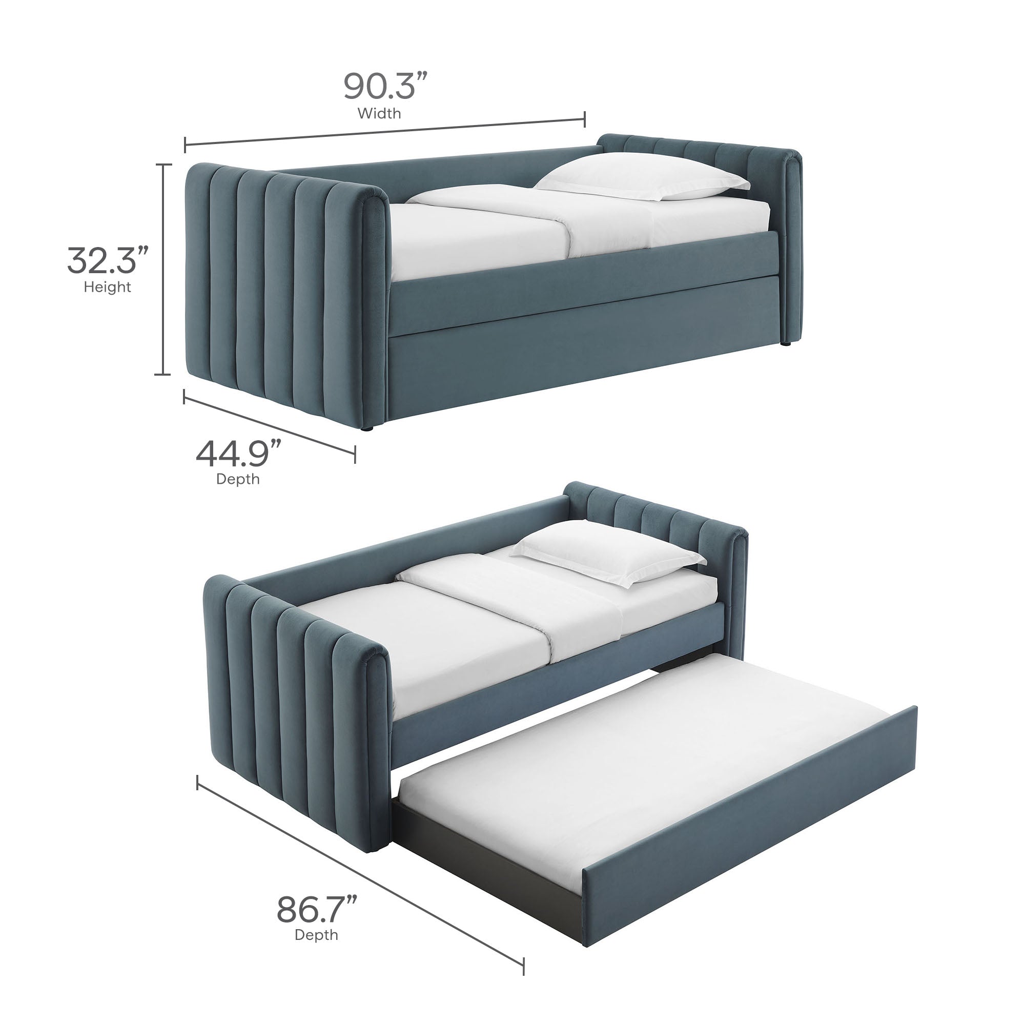 Veyla Channel Tufted Performance Velvet Daybed With Trundle