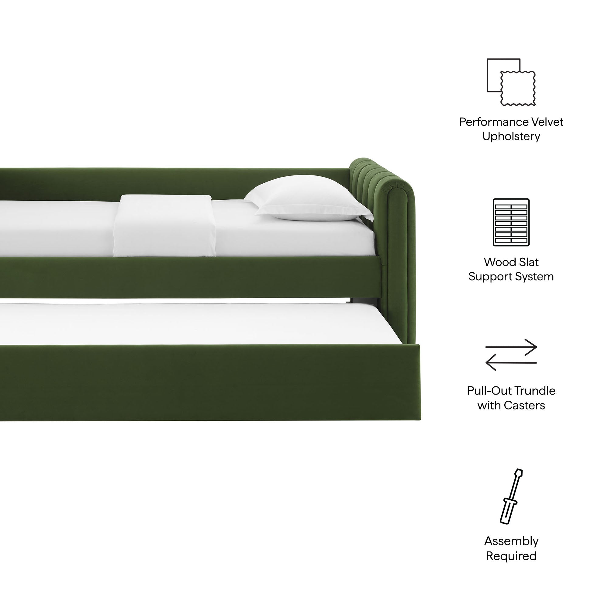 Veyla Channel Tufted Performance Velvet Daybed With Trundle