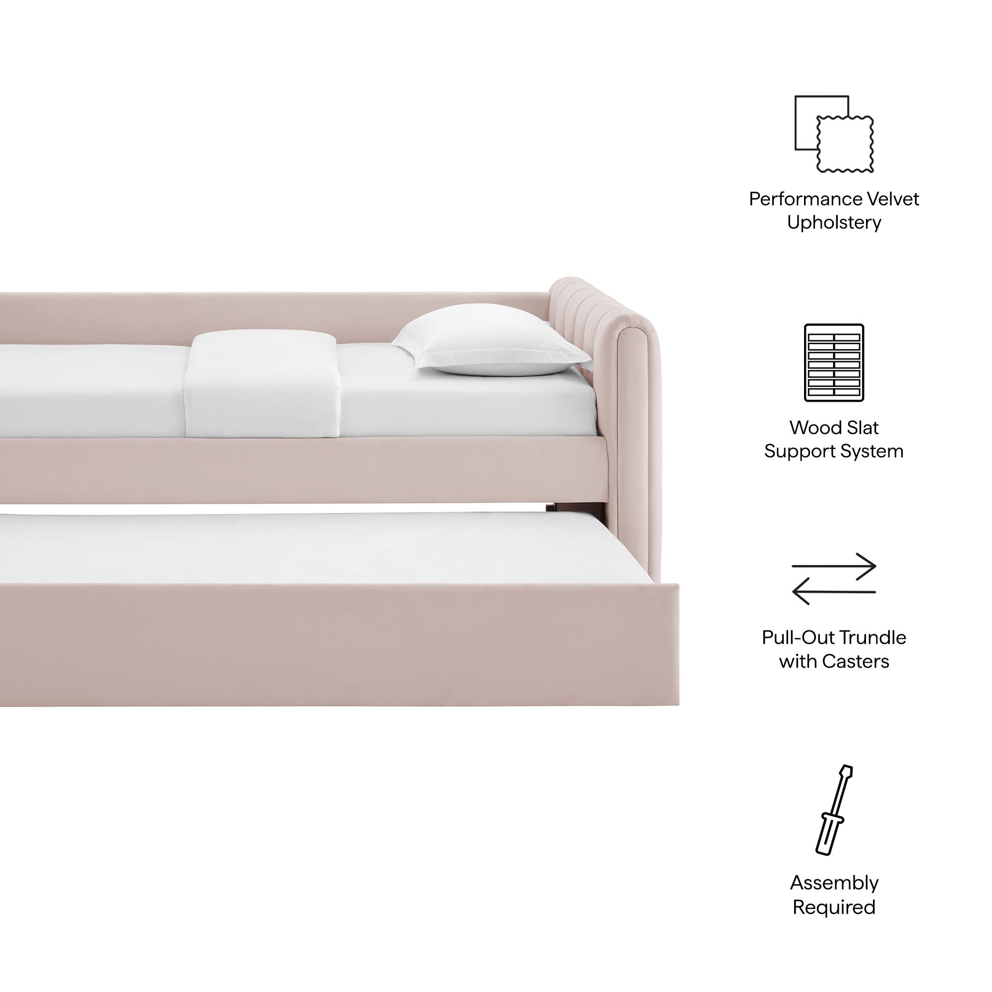 Veyla Channel Tufted Performance Velvet Daybed With Trundle