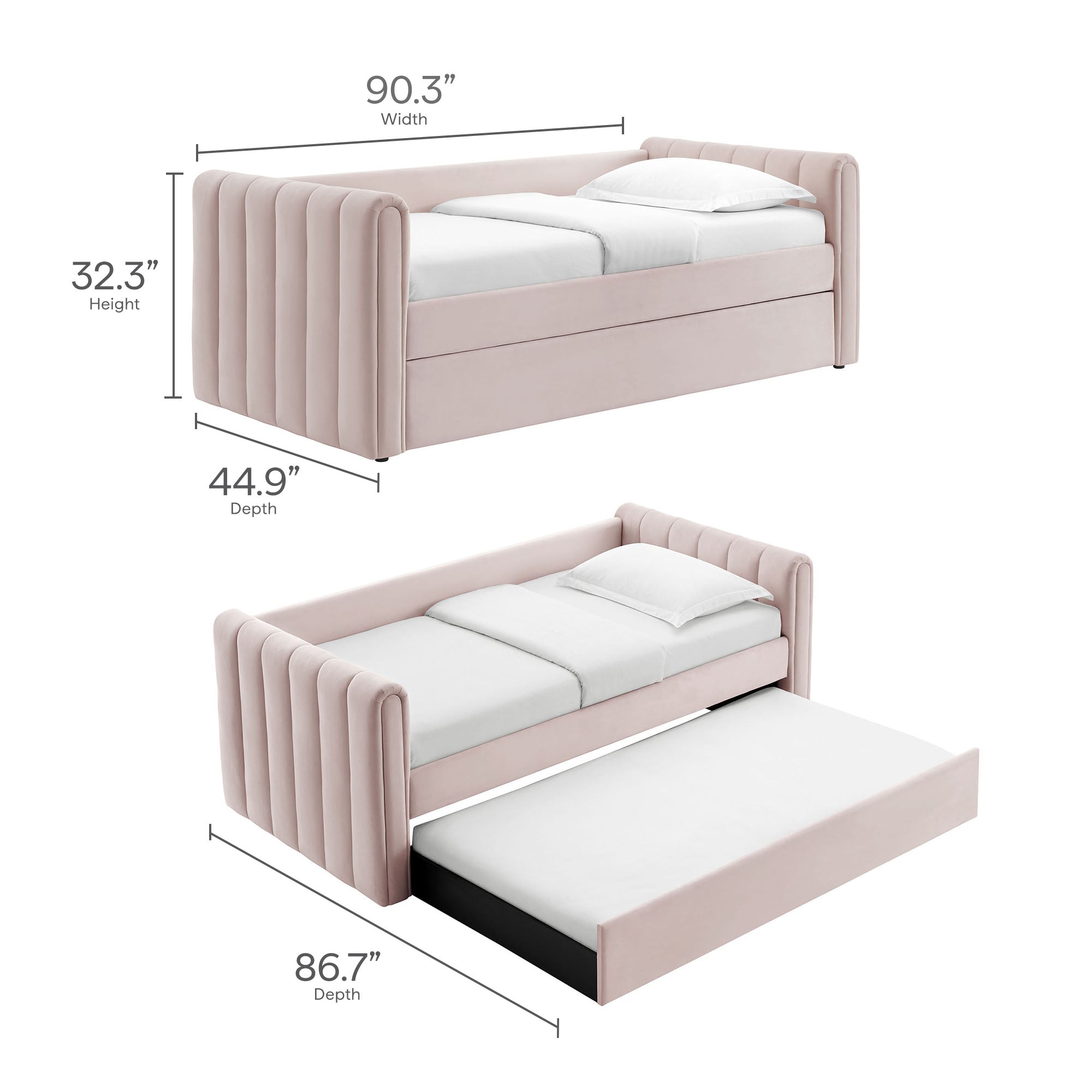 Veyla Channel Tufted Performance Velvet Daybed With Trundle