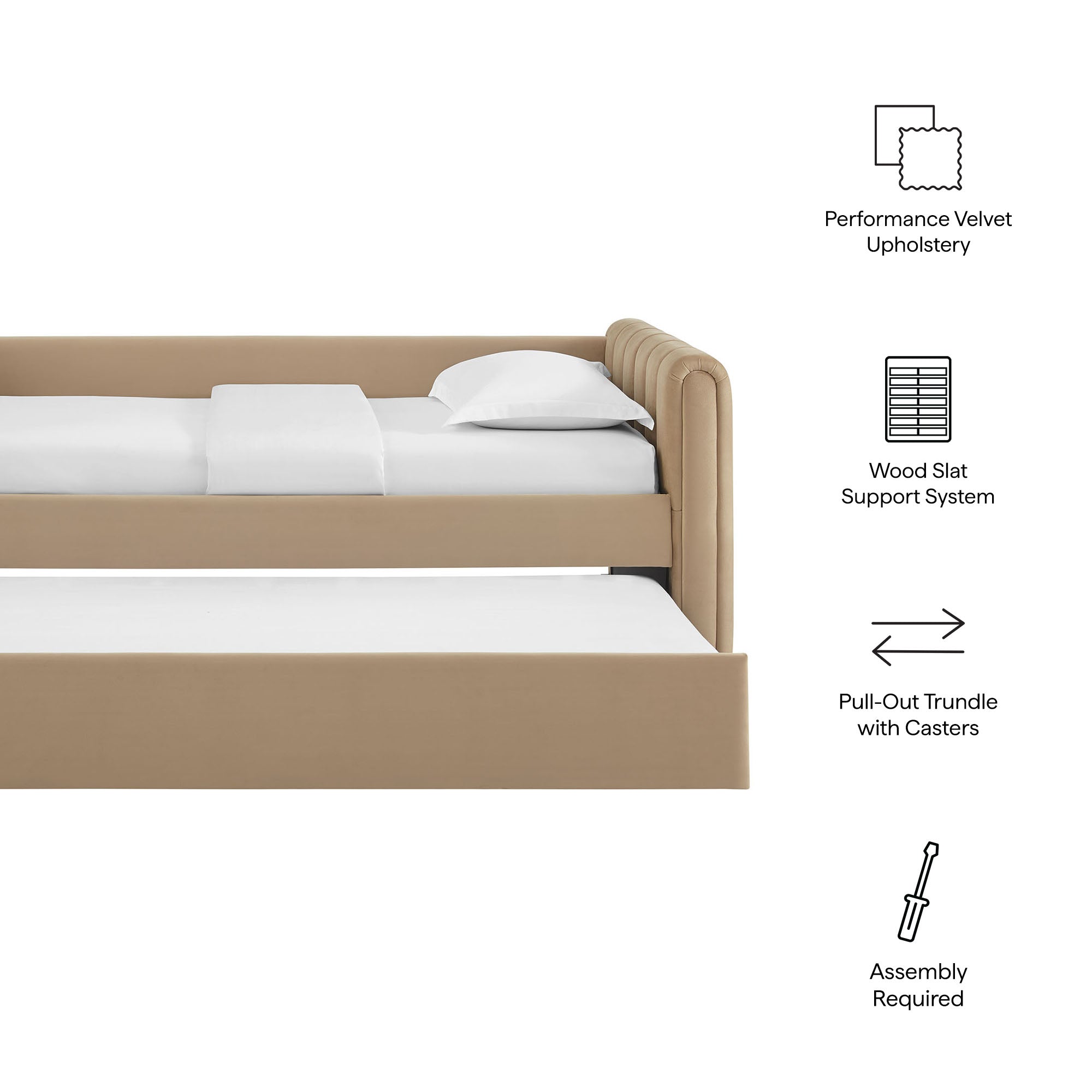 Veyla Channel Tufted Performance Velvet Daybed With Trundle