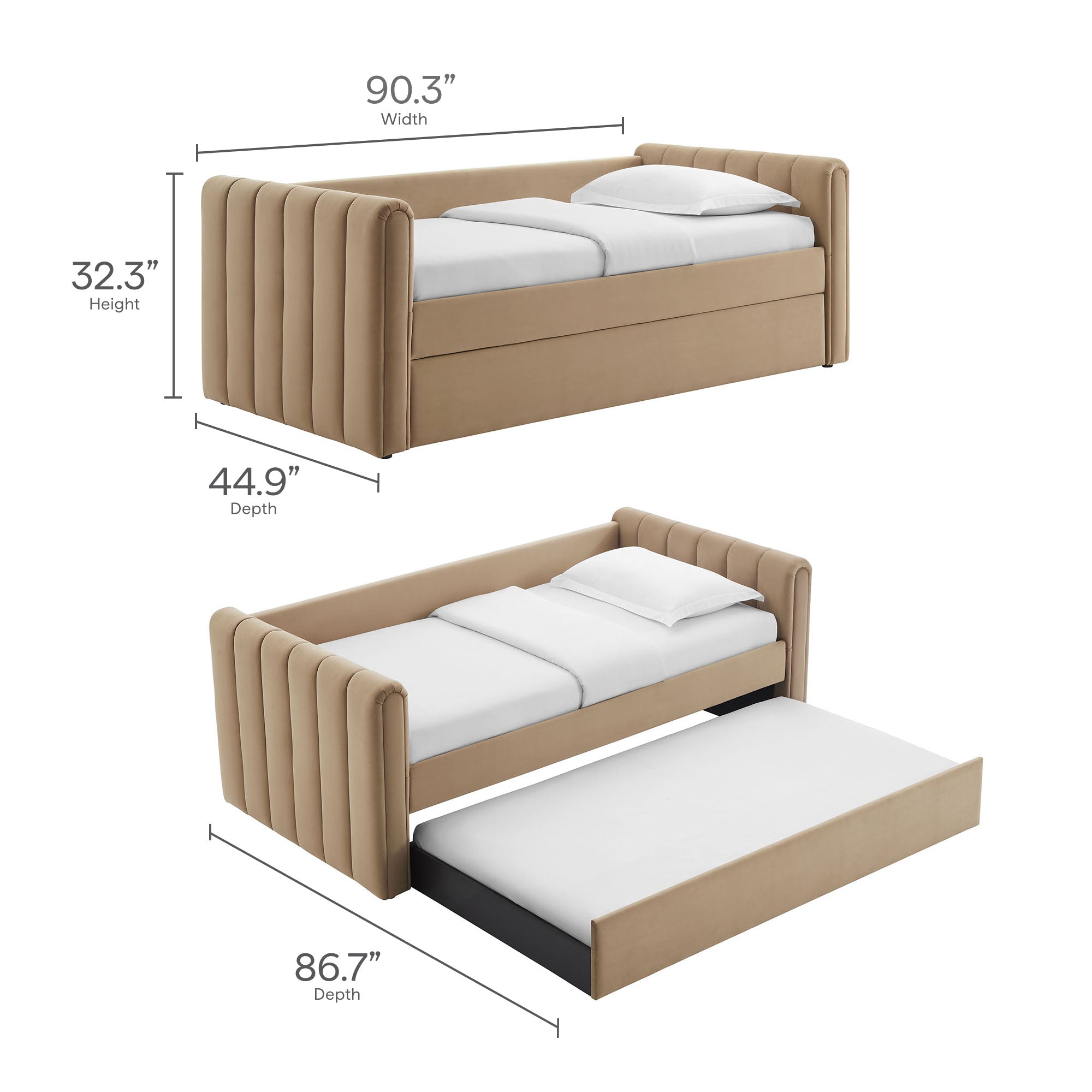 Veyla Channel Tufted Performance Velvet Daybed With Trundle