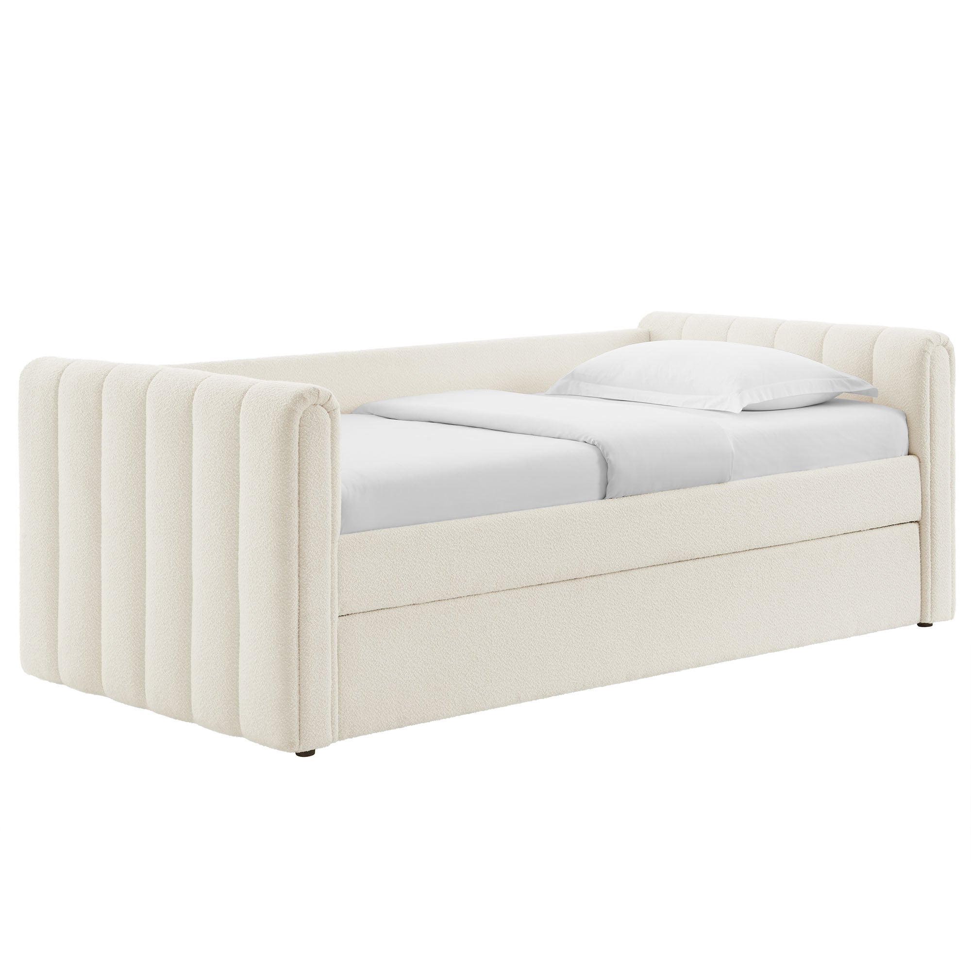 Veyla Channel Tufted Boucle Daybed With Trundle