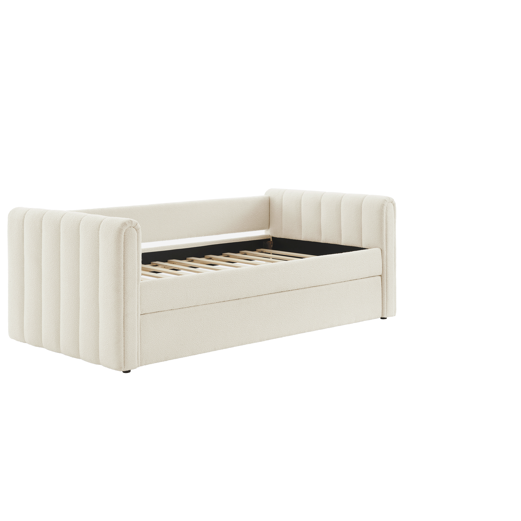 Veyla Channel Tufted Boucle Daybed With Trundle