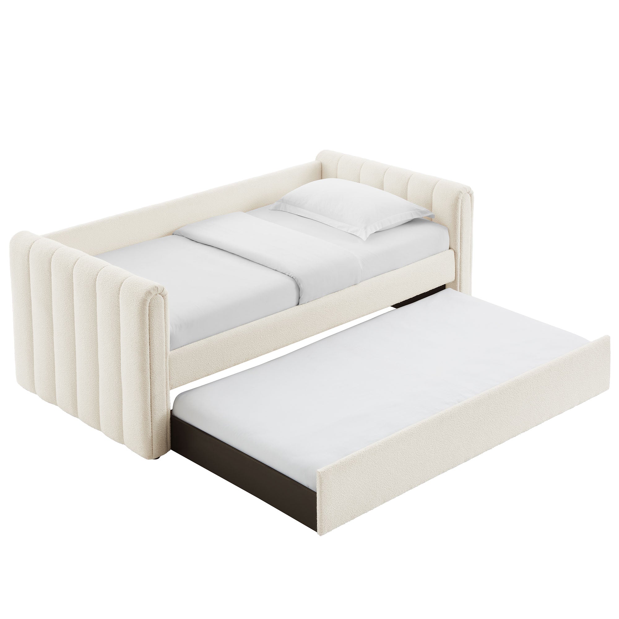 Veyla Channel Tufted Boucle Daybed With Trundle