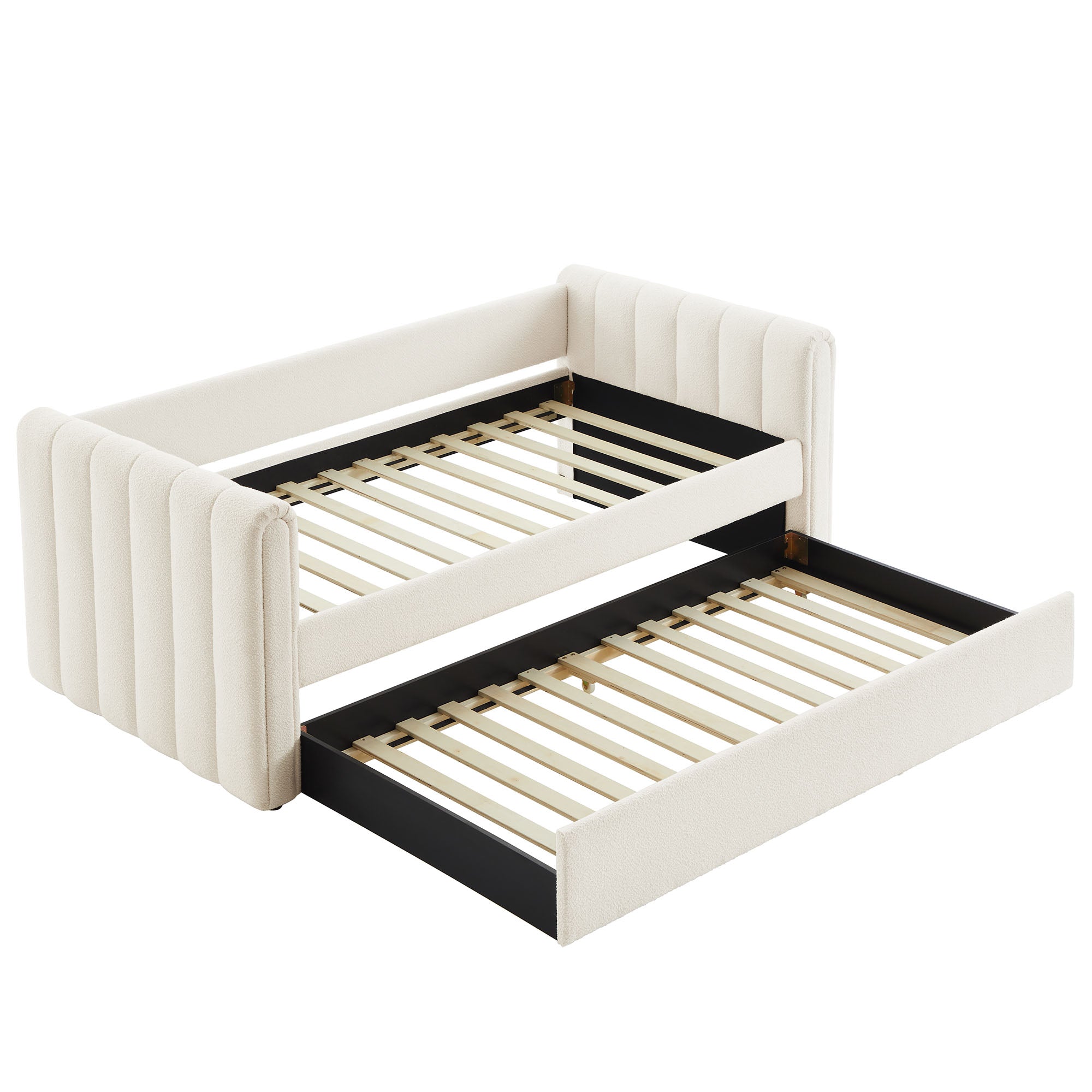 Veyla Channel Tufted Boucle Daybed With Trundle