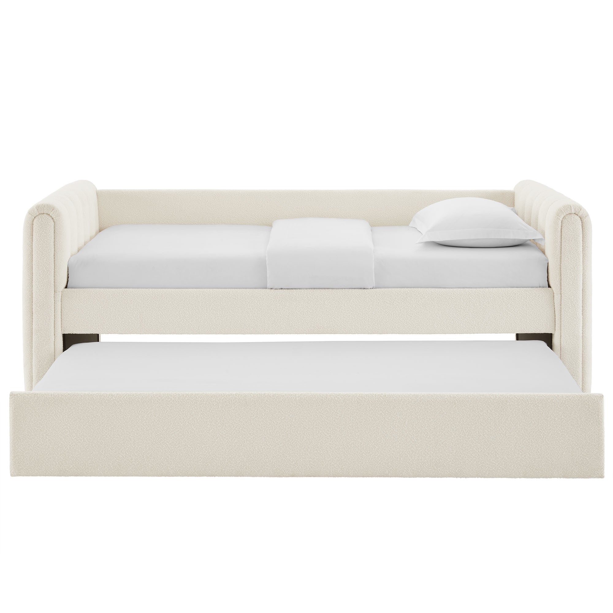Veyla Channel Tufted Boucle Daybed With Trundle