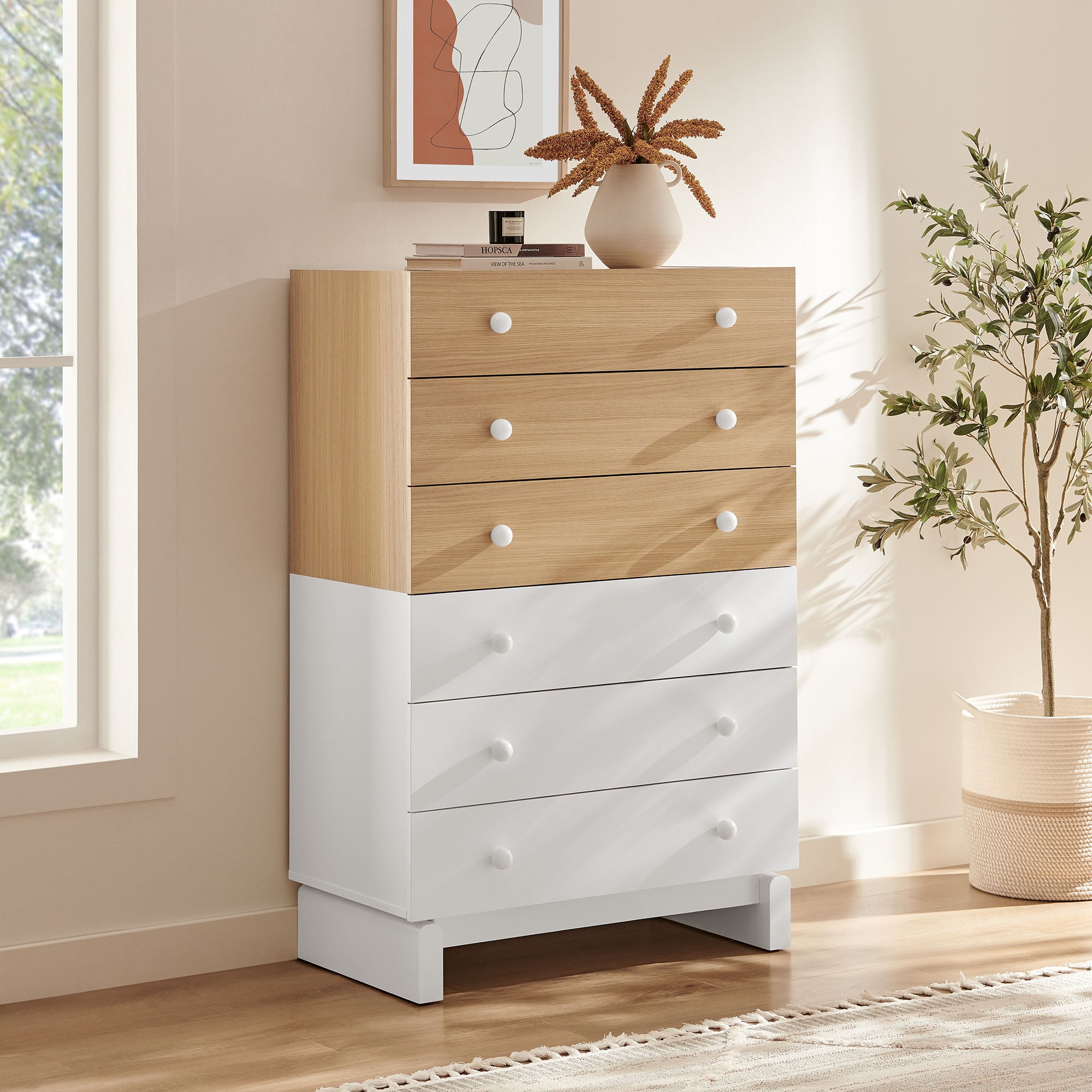 Nolia 6-Drawer Color Block Dresser Chest
