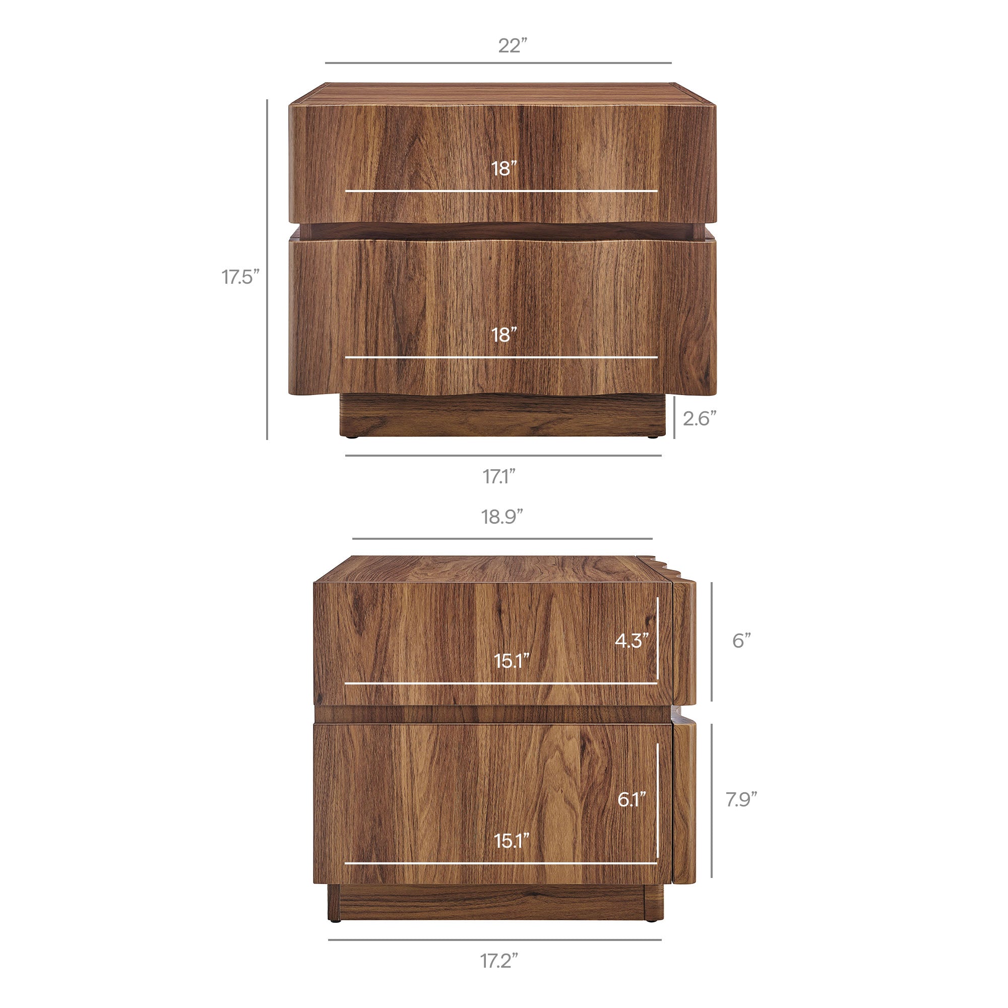 Isola 2 Drawer Nightstand