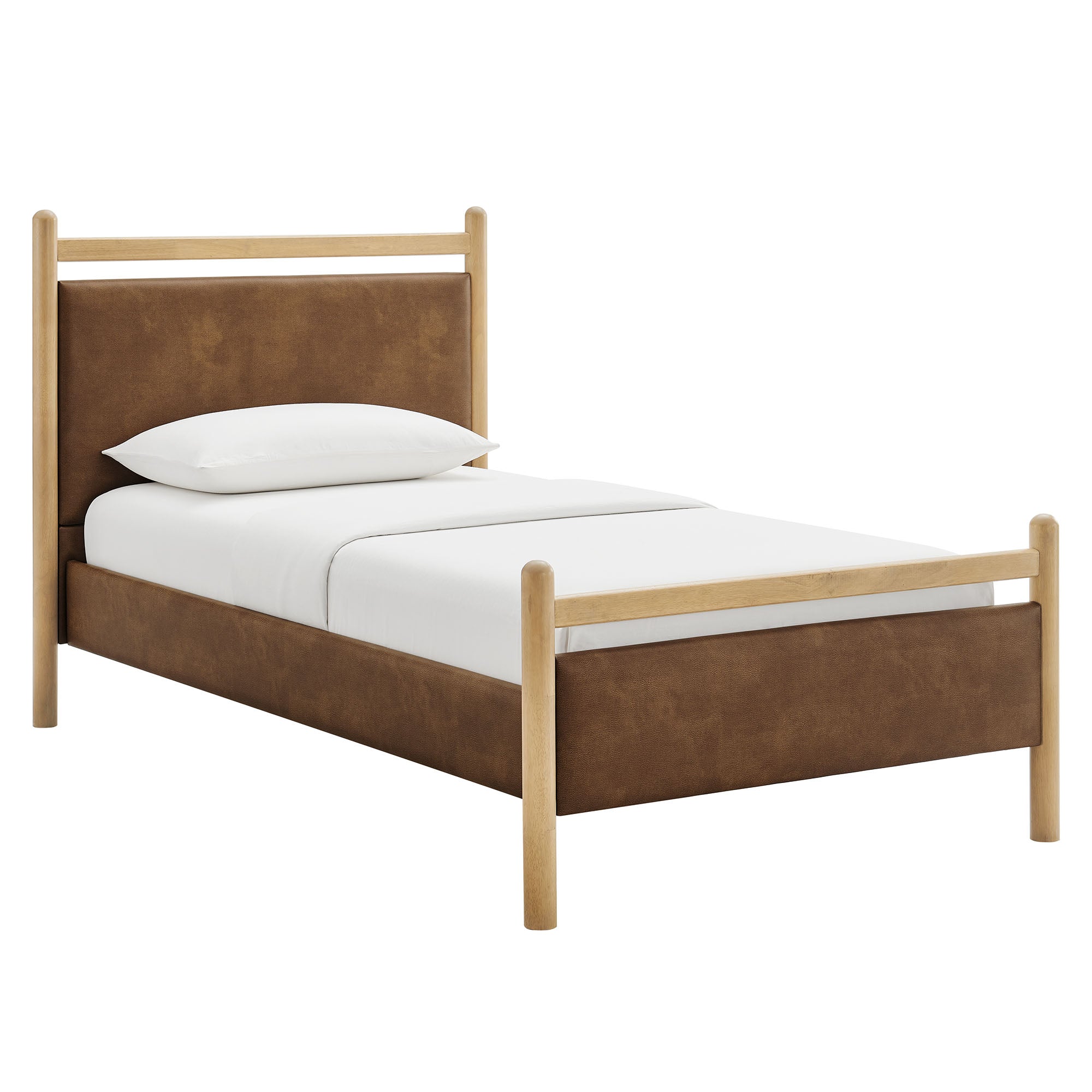 Ginny Size Vegan Leather Platform Bed Frame