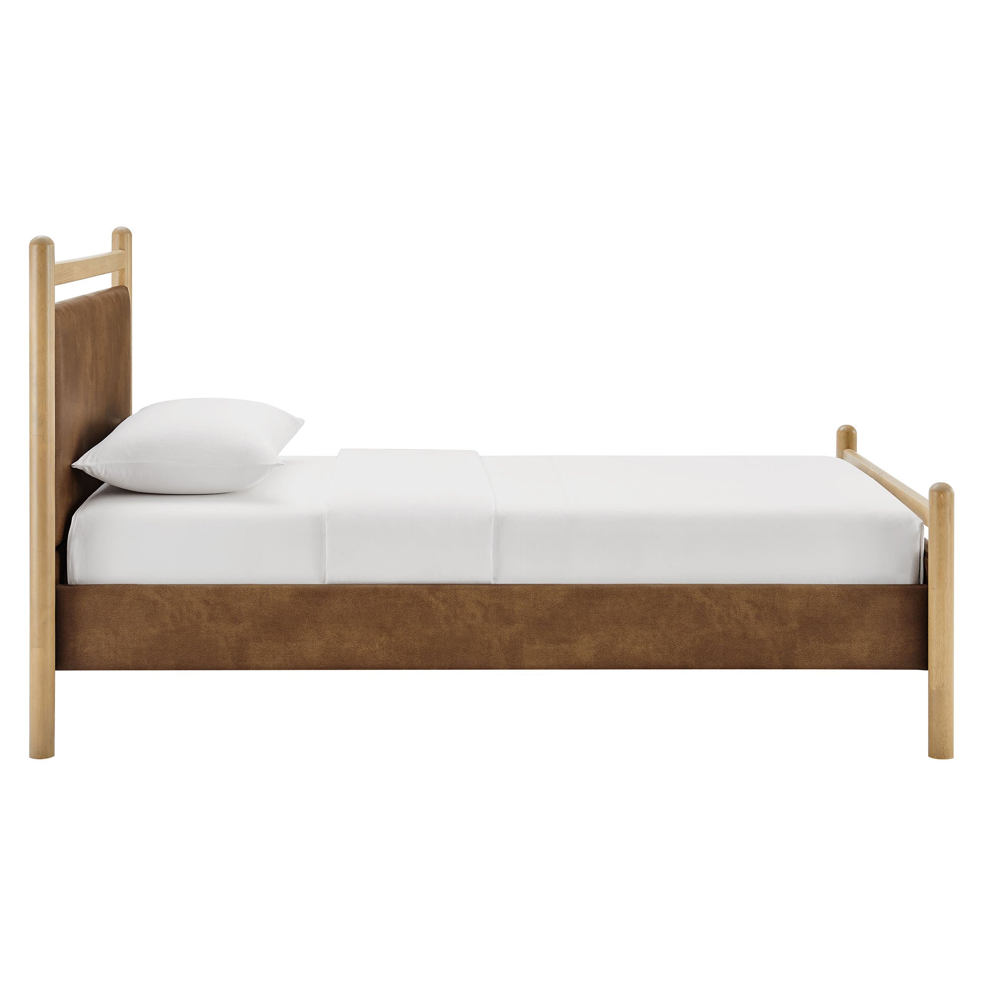 Ginny Size Vegan Leather Platform Bed Frame