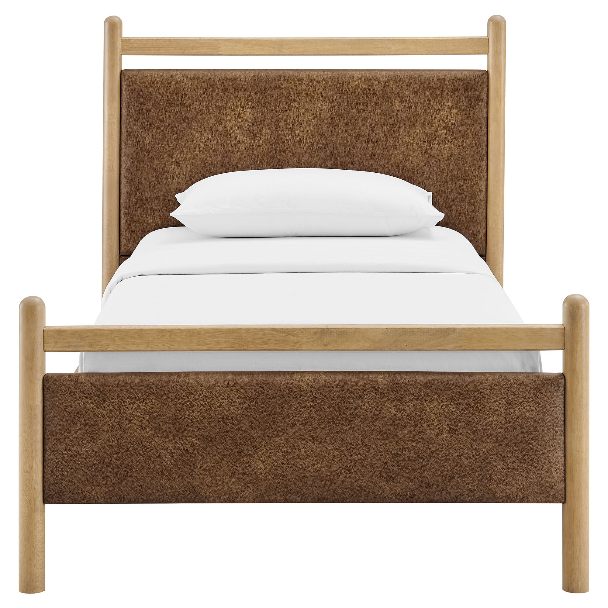 Ginny Size Vegan Leather Platform Bed Frame