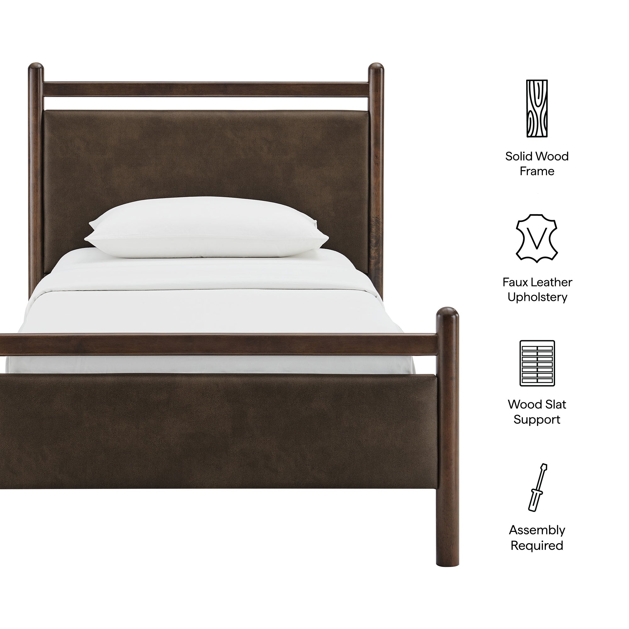 Ginny Size Vegan Leather Platform Bed Frame