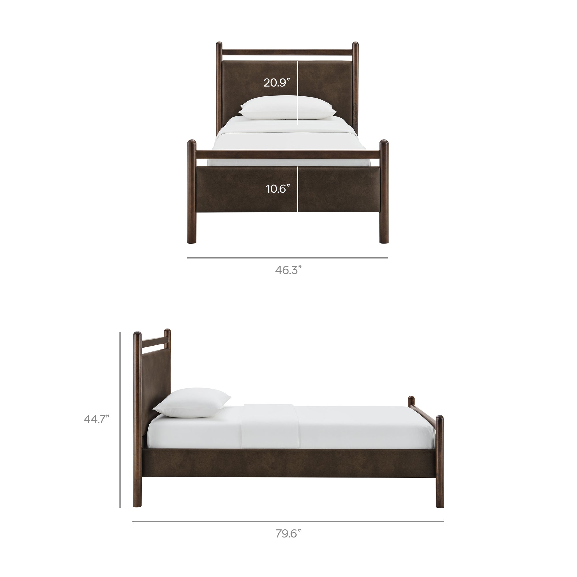 Ginny Size Vegan Leather Platform Bed Frame