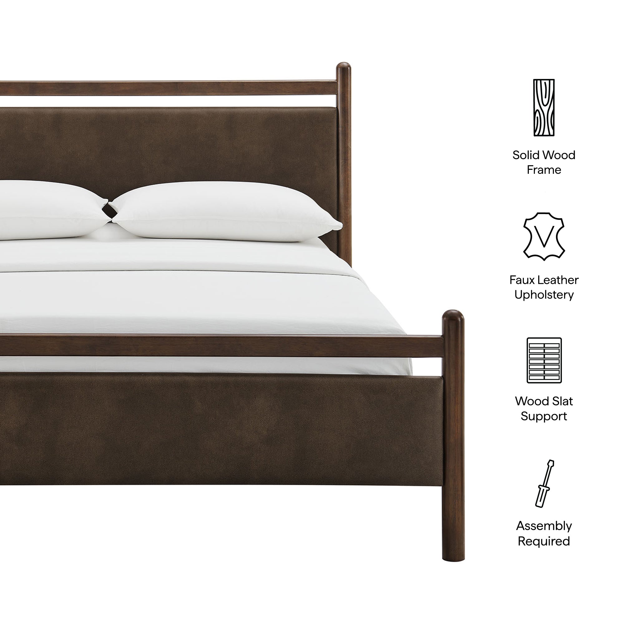 Ginny Size Vegan Leather Platform Bed Frame