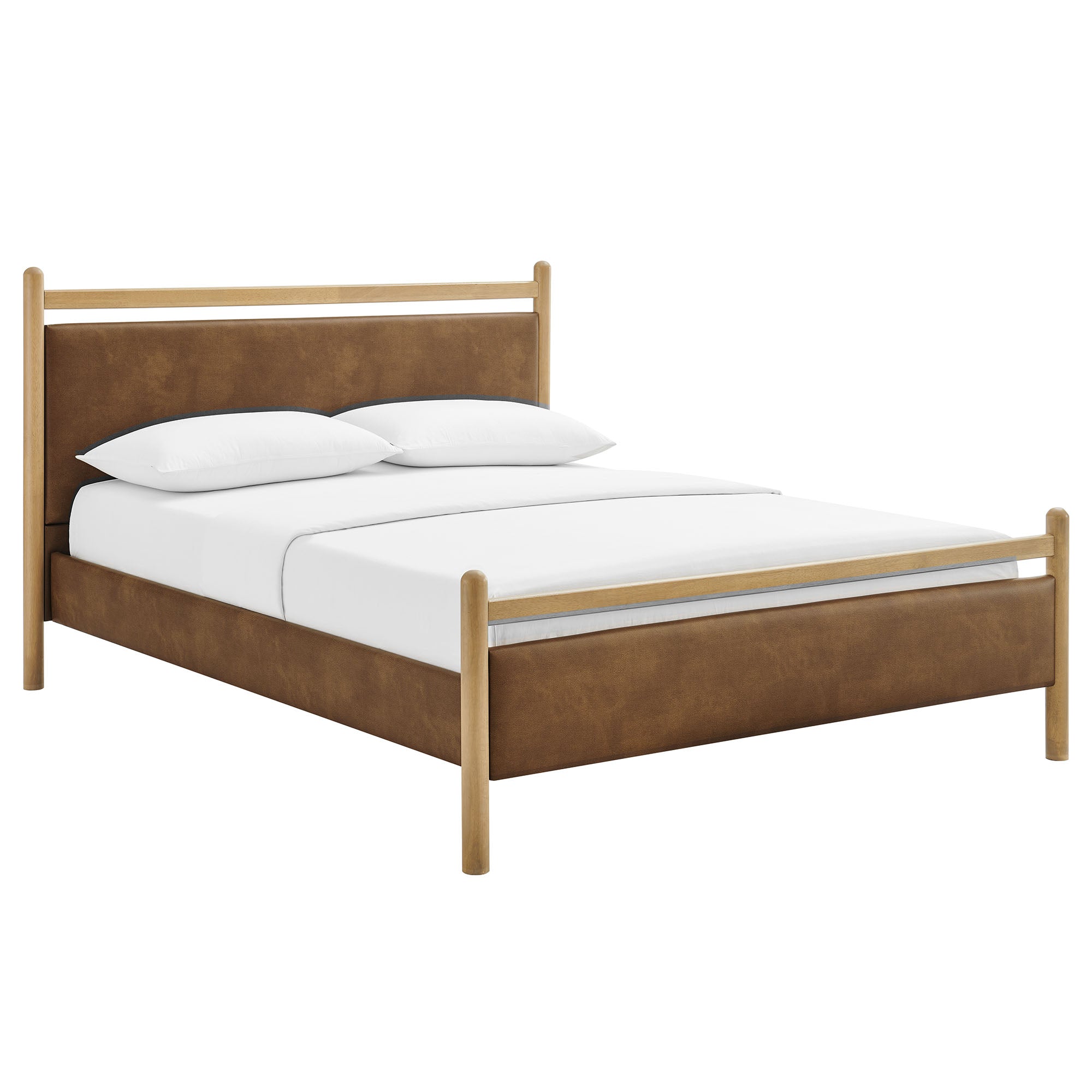 Ginny Size Vegan Leather Platform Bed Frame
