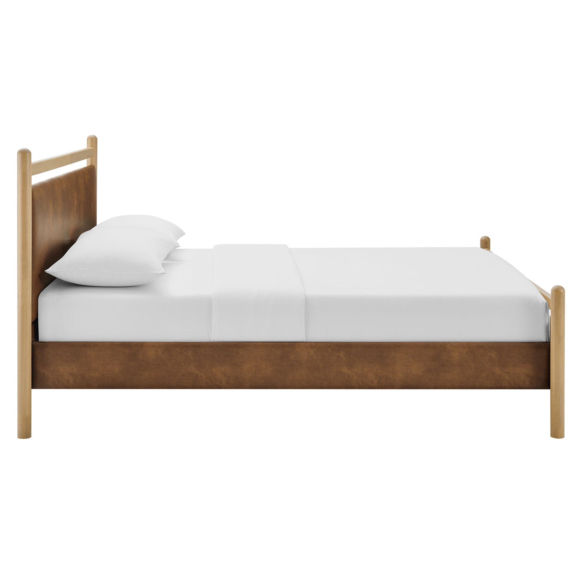 Ginny Size Vegan Leather Platform Bed Frame