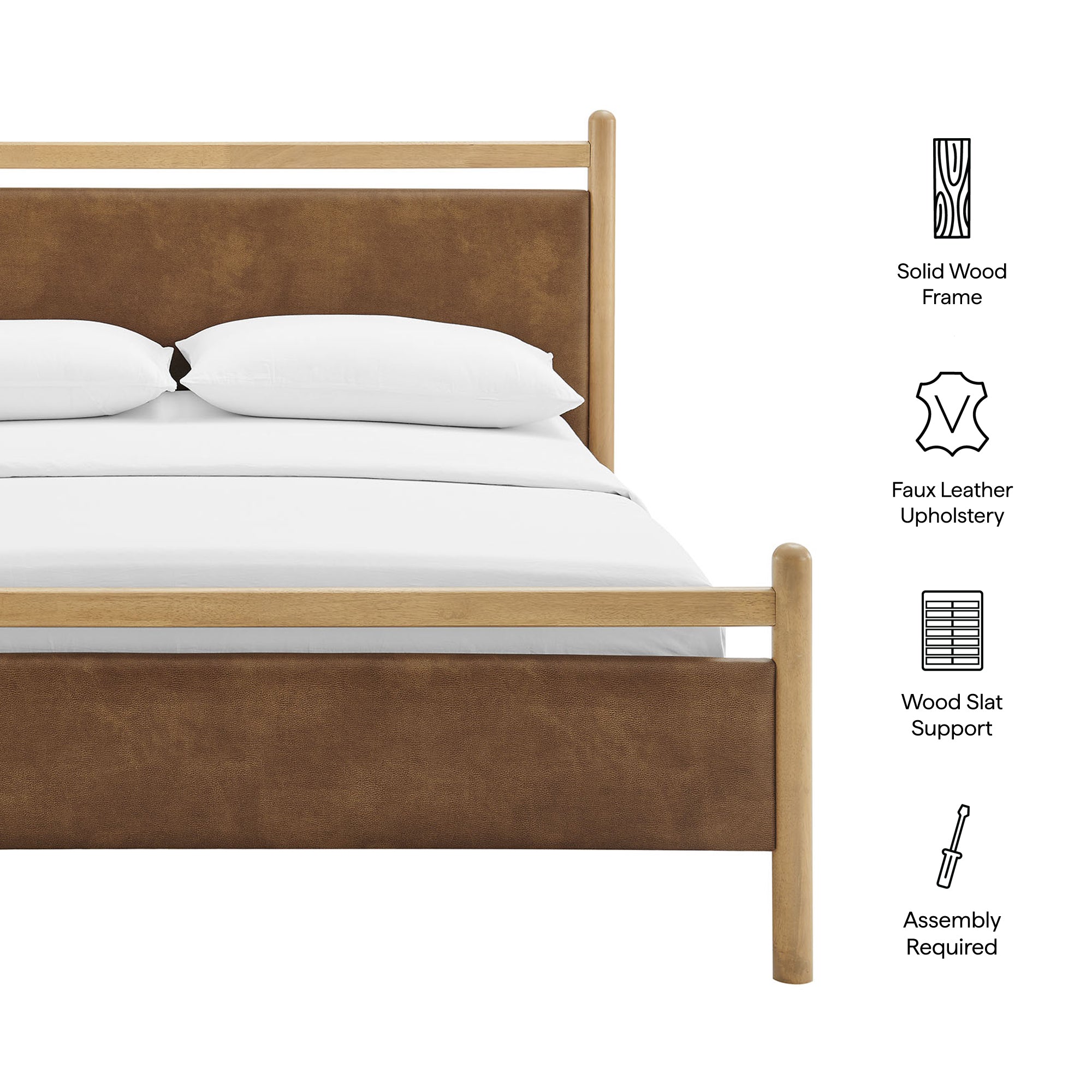 Ginny Size Vegan Leather Platform Bed Frame