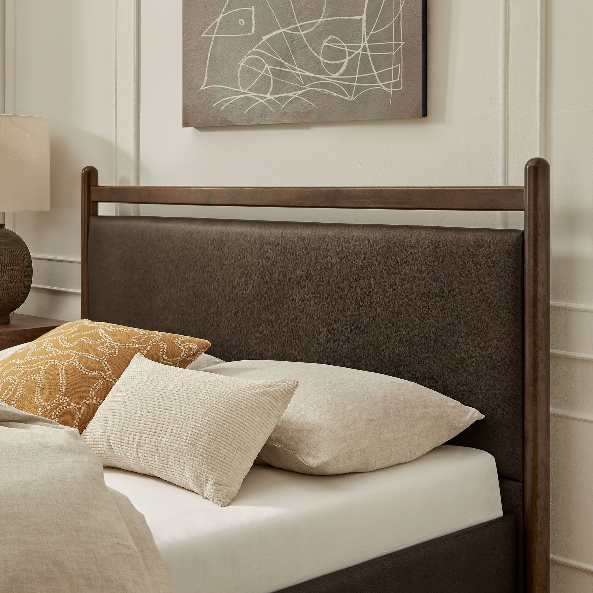 Ginny Size Vegan Leather Platform Bed Frame