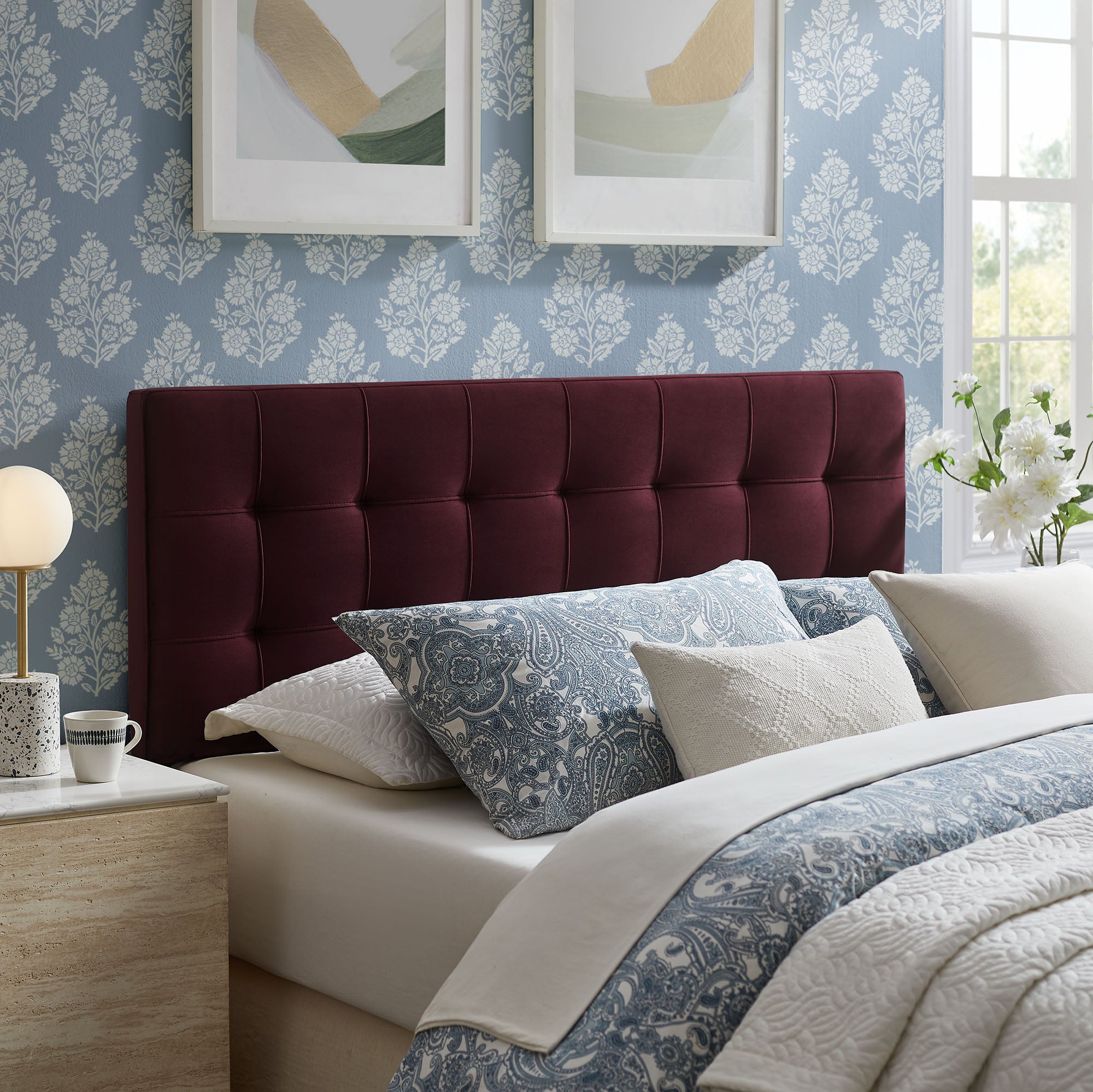 Lily Stain-Resistant Performance Velvet Size Headboard