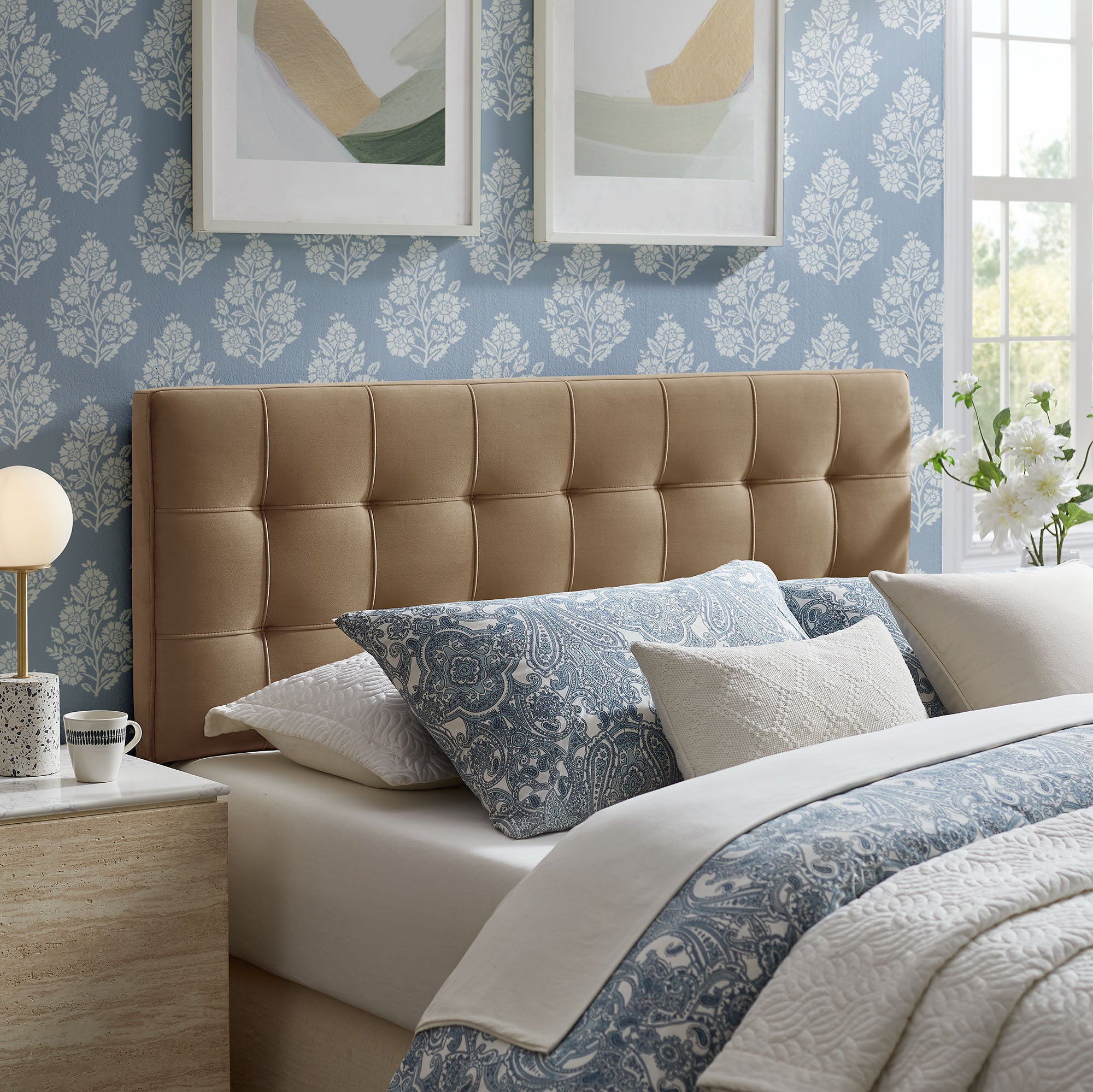 Lily Stain-Resistant Performance Velvet Size Headboard