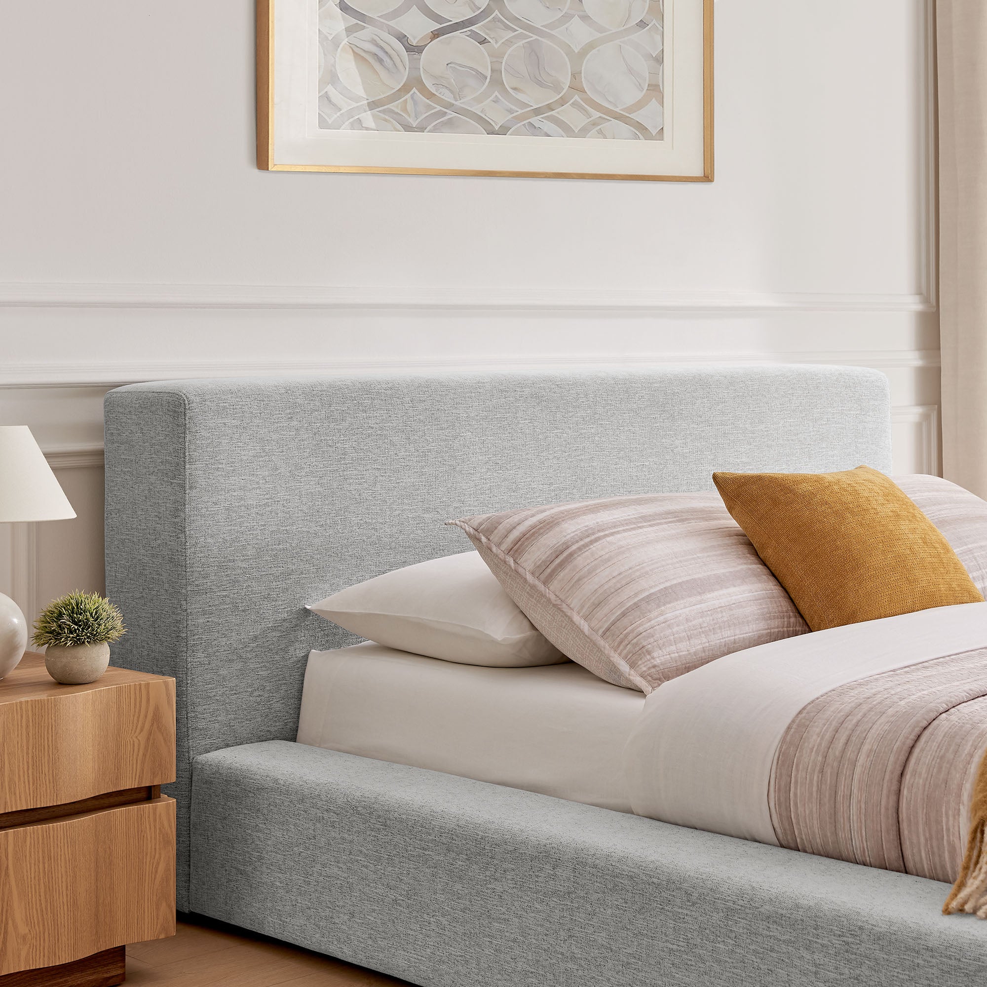 Luma Chenille Upholstered Platform Bed Frame